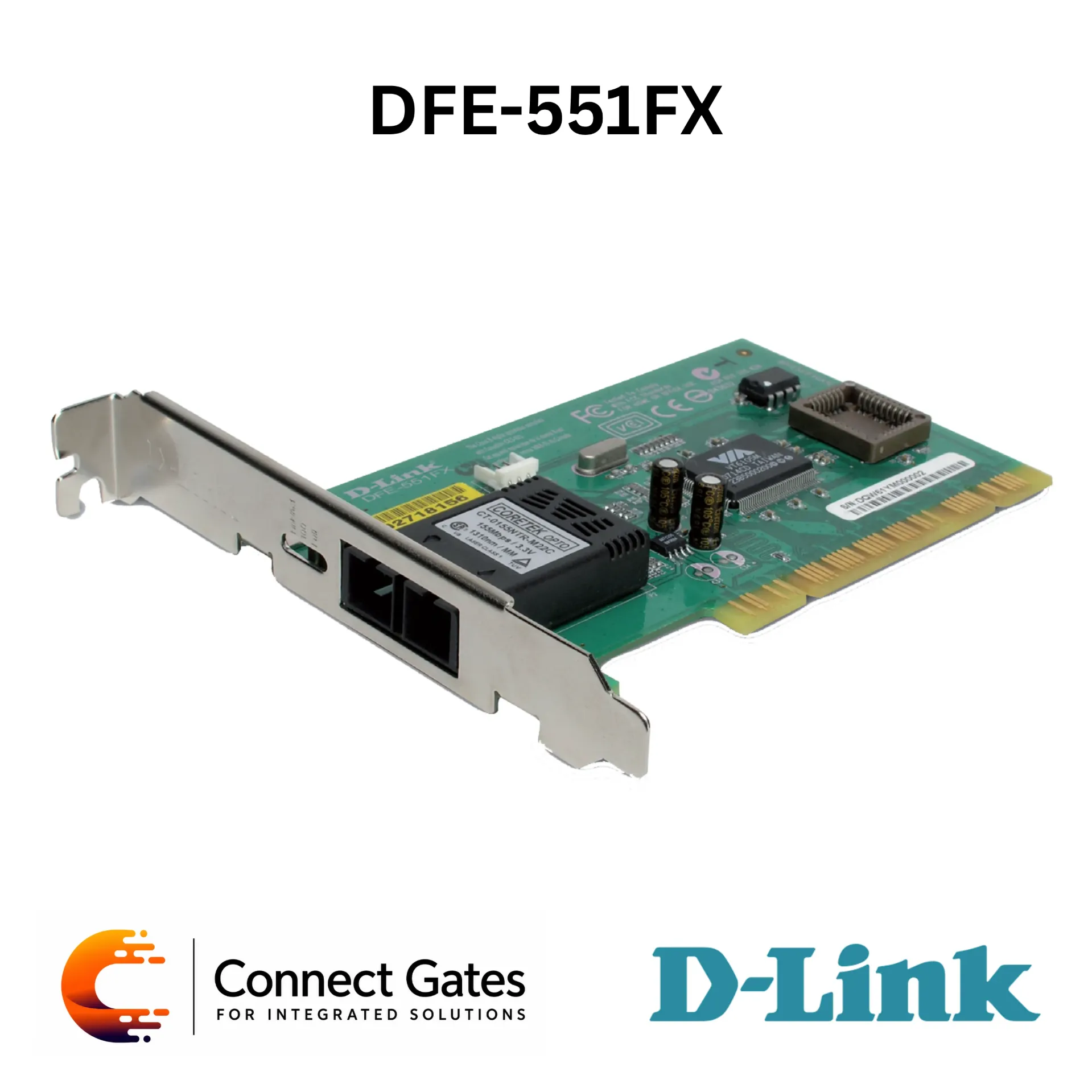 D-Link DFE-551FX – 100BASE-FX 32-Bit PCI Fiber Adapter with SC Connector, 200Mbps Full-Duplex, VLAN, Wake-on-LAN & Priority Queues