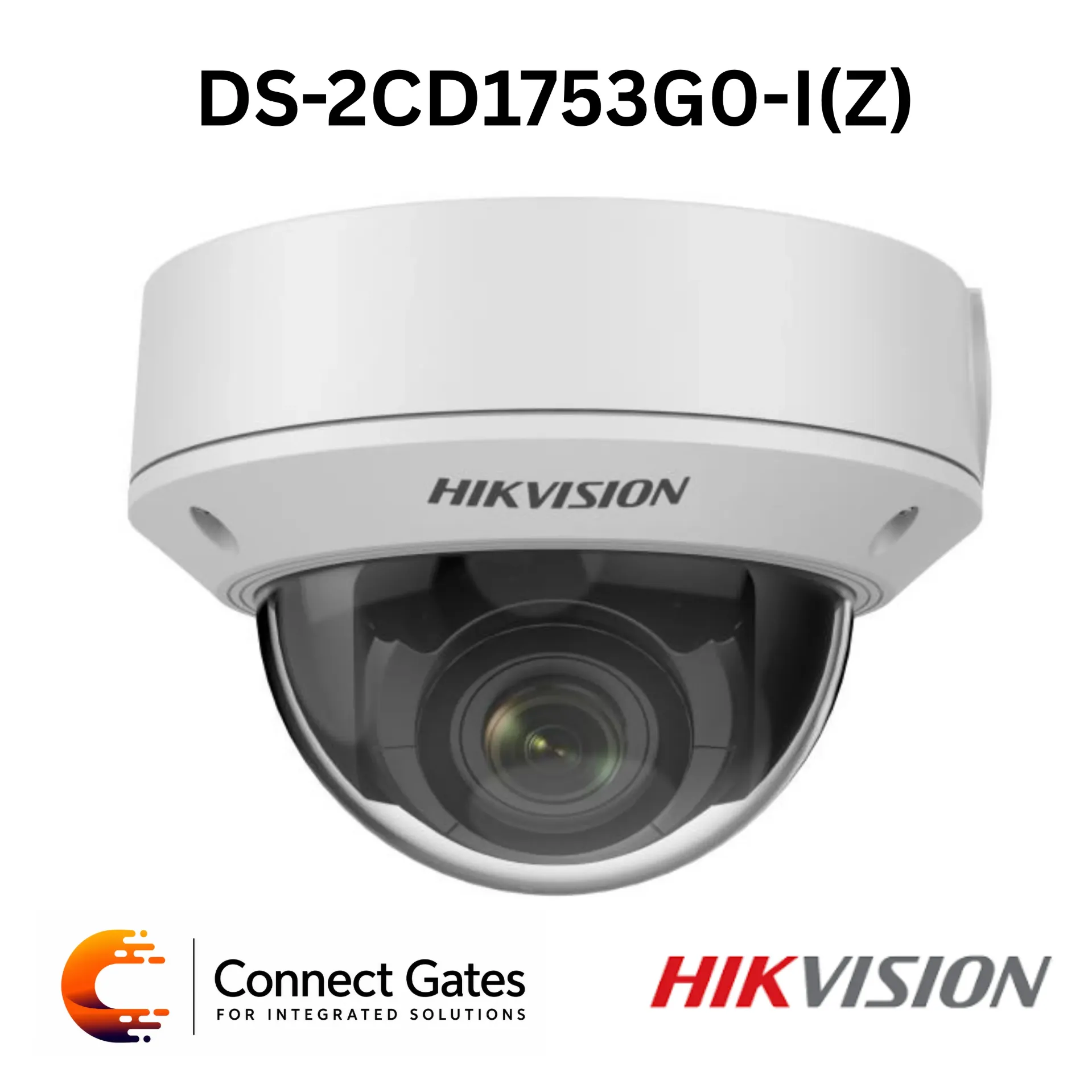 Hikvision DS-2CD1753G0-IZ – 5MP IR Varifocal Network Dome Camera with Motorized 2.8–12mm Lens, 120dB WDR, IR 30m, 128GB SD Support, IP67 & IK10