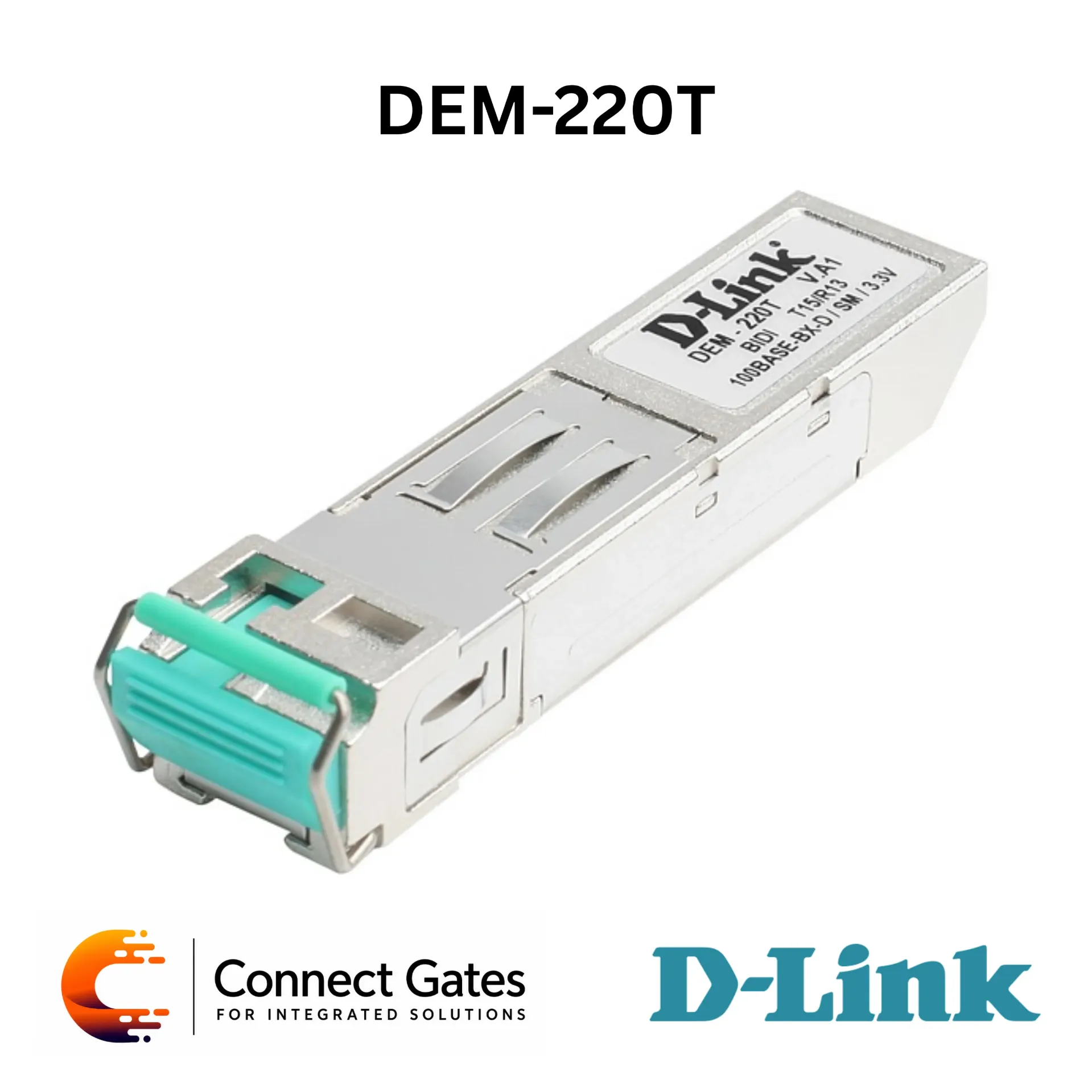 D-Link DEM-220T – 100BASE-BX-D Single-Mode 20km SFP Transceiver with Simplex LC Connector, TX 1550nm / RX 1310nm & Hot-Pluggable Design