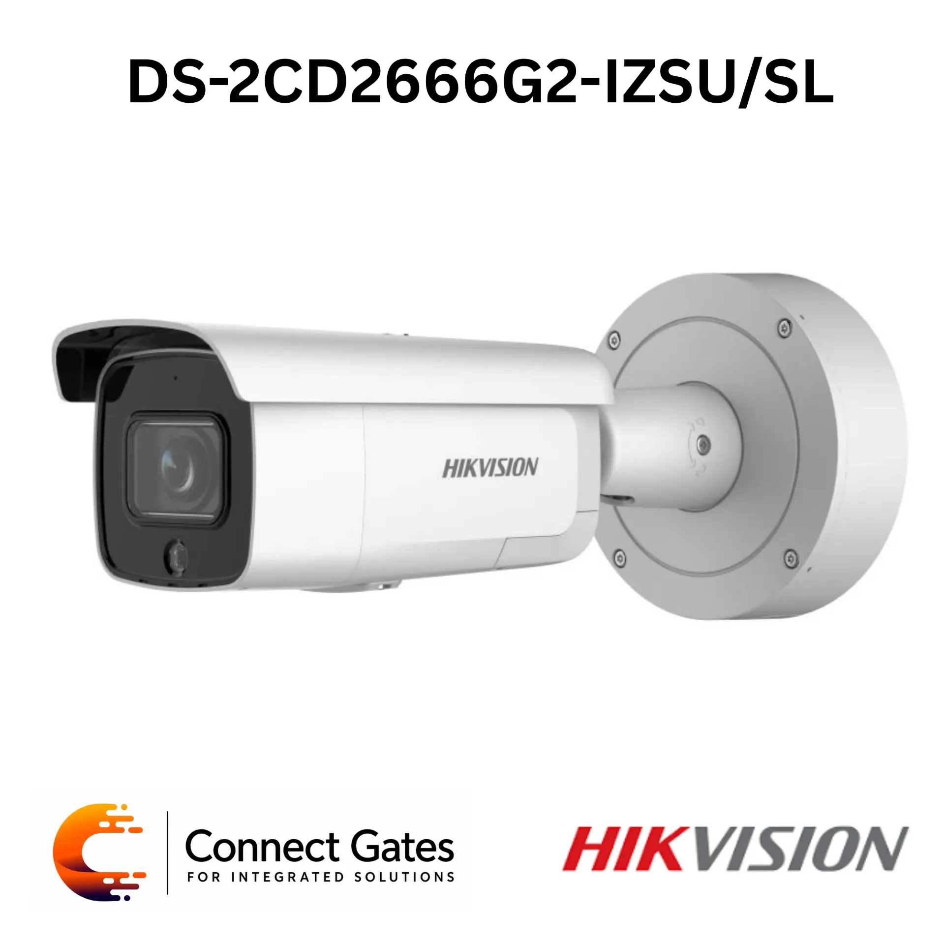 Hikvision DS-2CD2666G2-IZSU/SL – 6MP AcuSense Strobe Light & Audible Warning Motorized Varifocal Bullet Network Camera with DarkFighter, Human/Vehicle Detection, Two-Way Audio, 120dB WDR, IR 60m, 512GB SD Support, IP66 & IK10