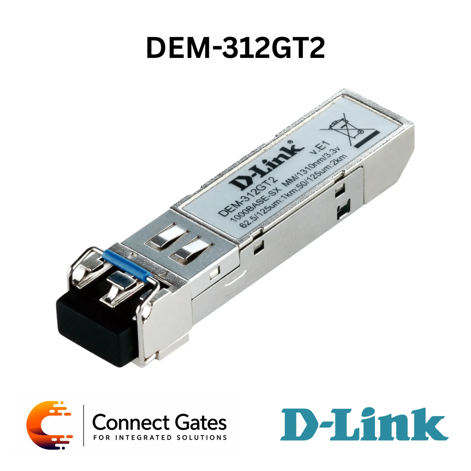 D-Link DEM-312GT2 – 1000BASE-SX Multi-Mode 2km Gigabit SFP Transceiver with Duplex LC Connector, 1Gbps Speed & Hot-Pluggable Design