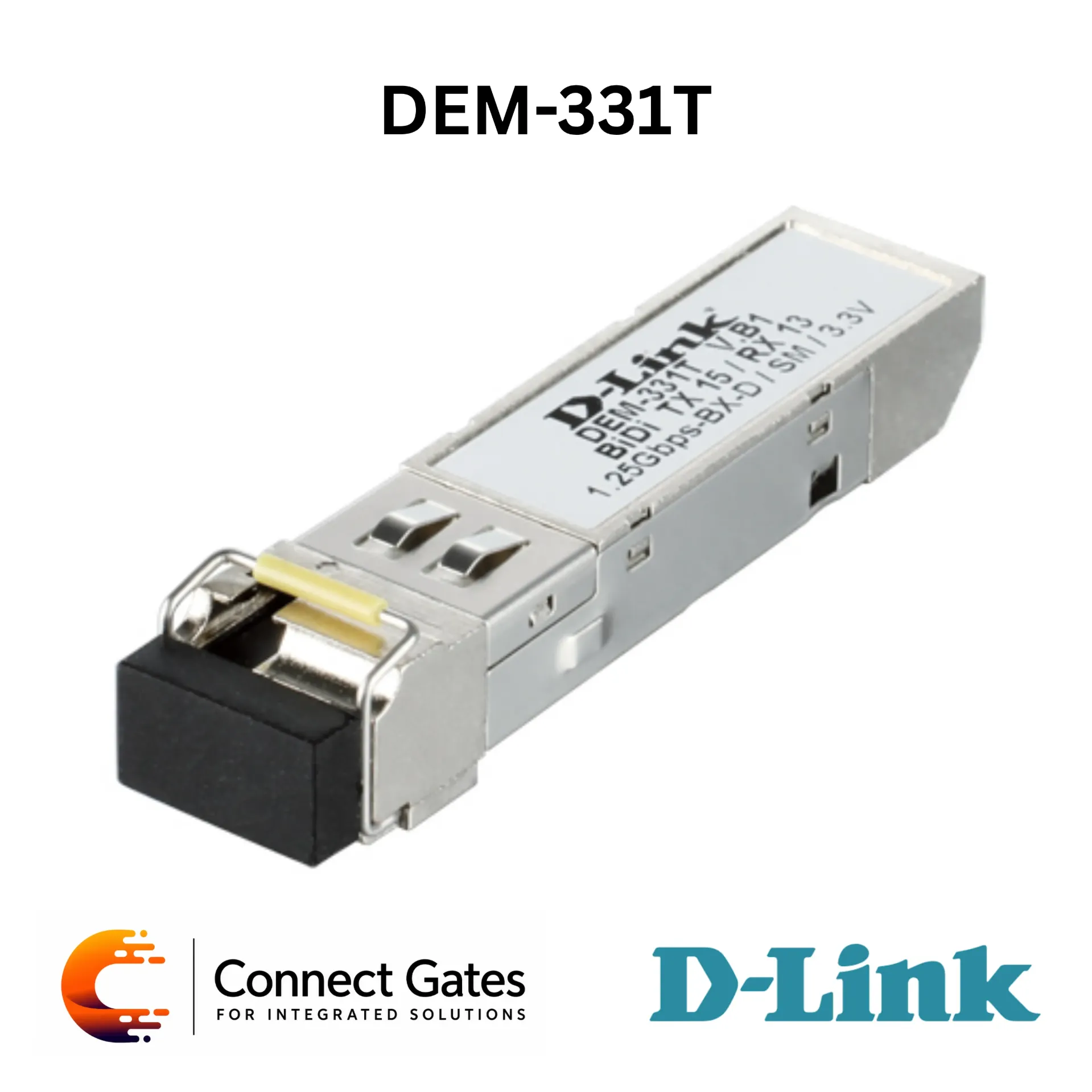 D-Link DEM-331T – 1000BASE-BX-D Single-Mode 40km Gigabit SFP Transceiver with Simplex LC Connector, TX 1550nm / RX 1310nm & Hot-Swappable Design