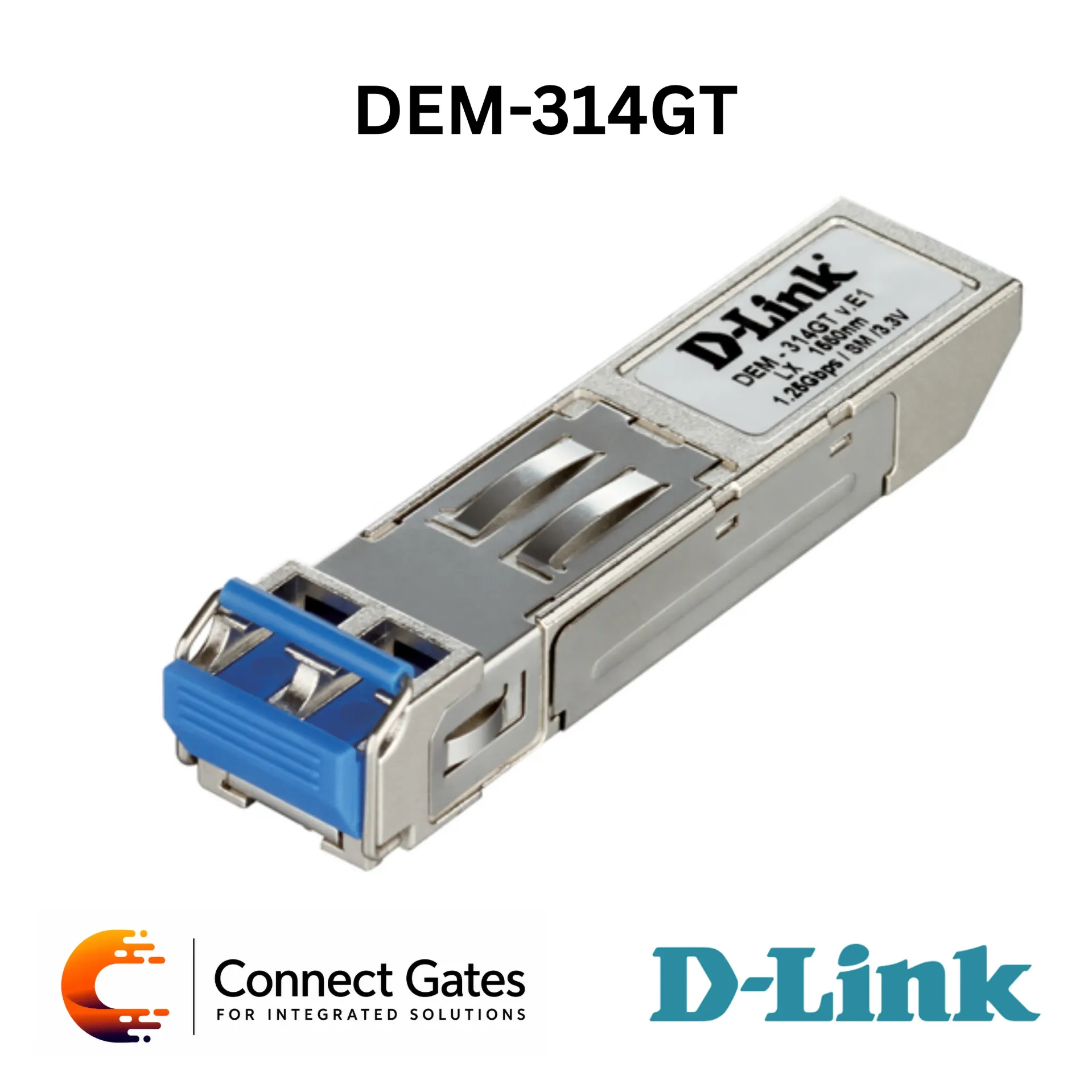 D-Link DEM-314GT – 1000BASE-LH Single-Mode 50km Gigabit SFP Transceiver with LC Connector, 1550nm Wavelength & Hot-Pluggable Design