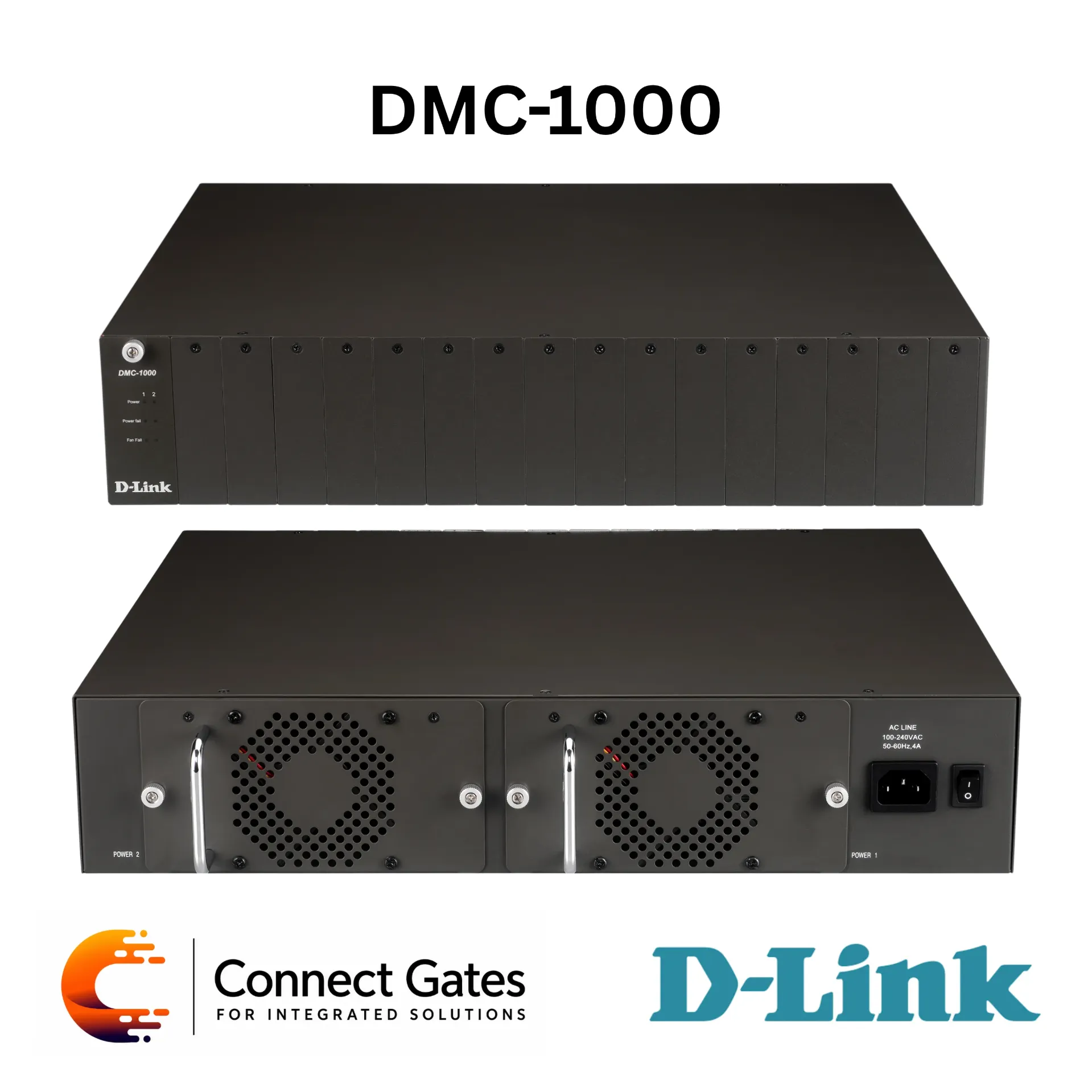 [DMC-1000] D-Link DMC-1000 – 16-Slot Rackmount Chassis for DMC Series Media Converters with Universal Power Supply, Redundant Power Option & Hot-Swappable Module Support