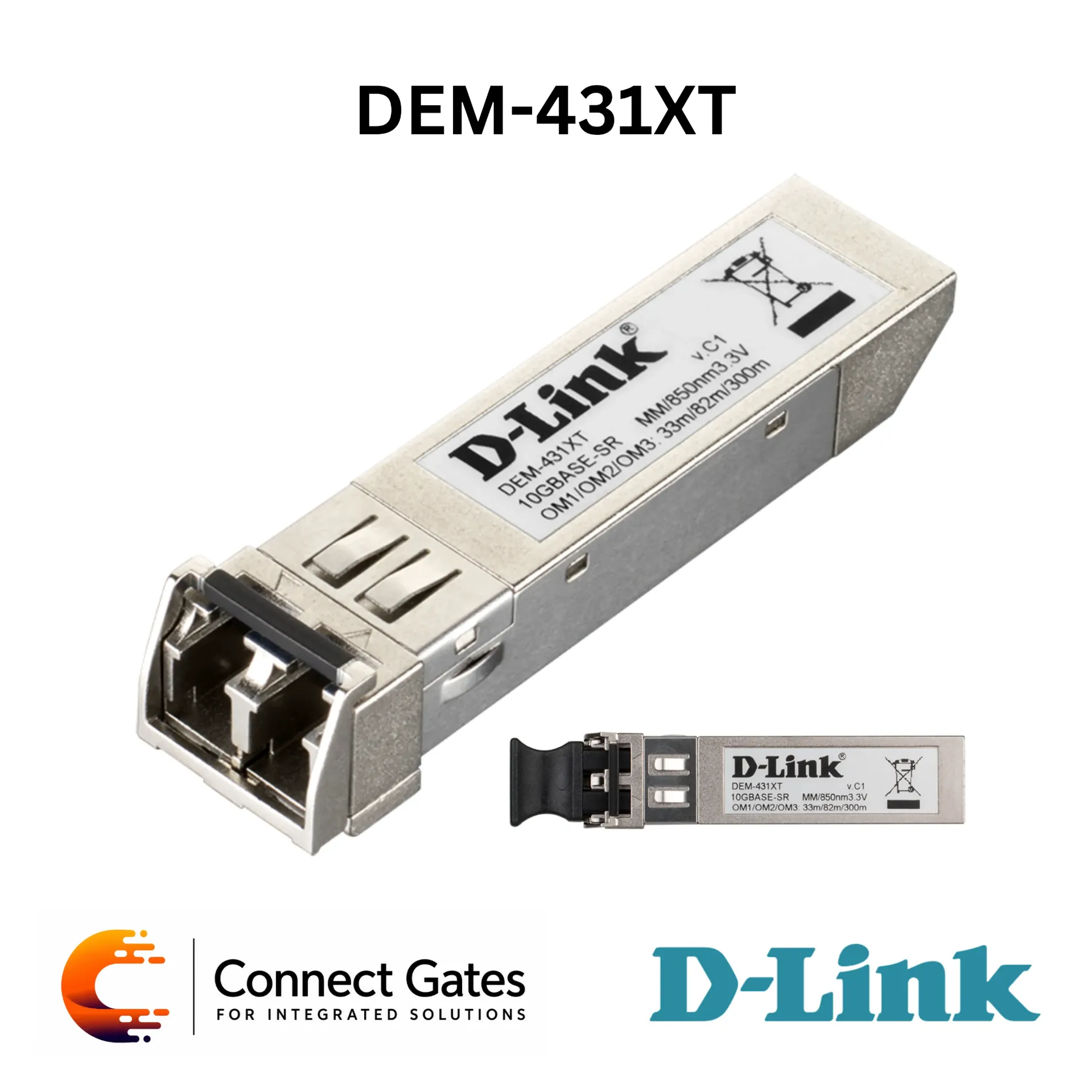 D-Link DEM-431XT – 10GBASE-SR Multi-Mode SFP+ Transceiver with Duplex LC Connector, 850nm Wavelength, 10Gbps Speed & Hot-Pluggable Design