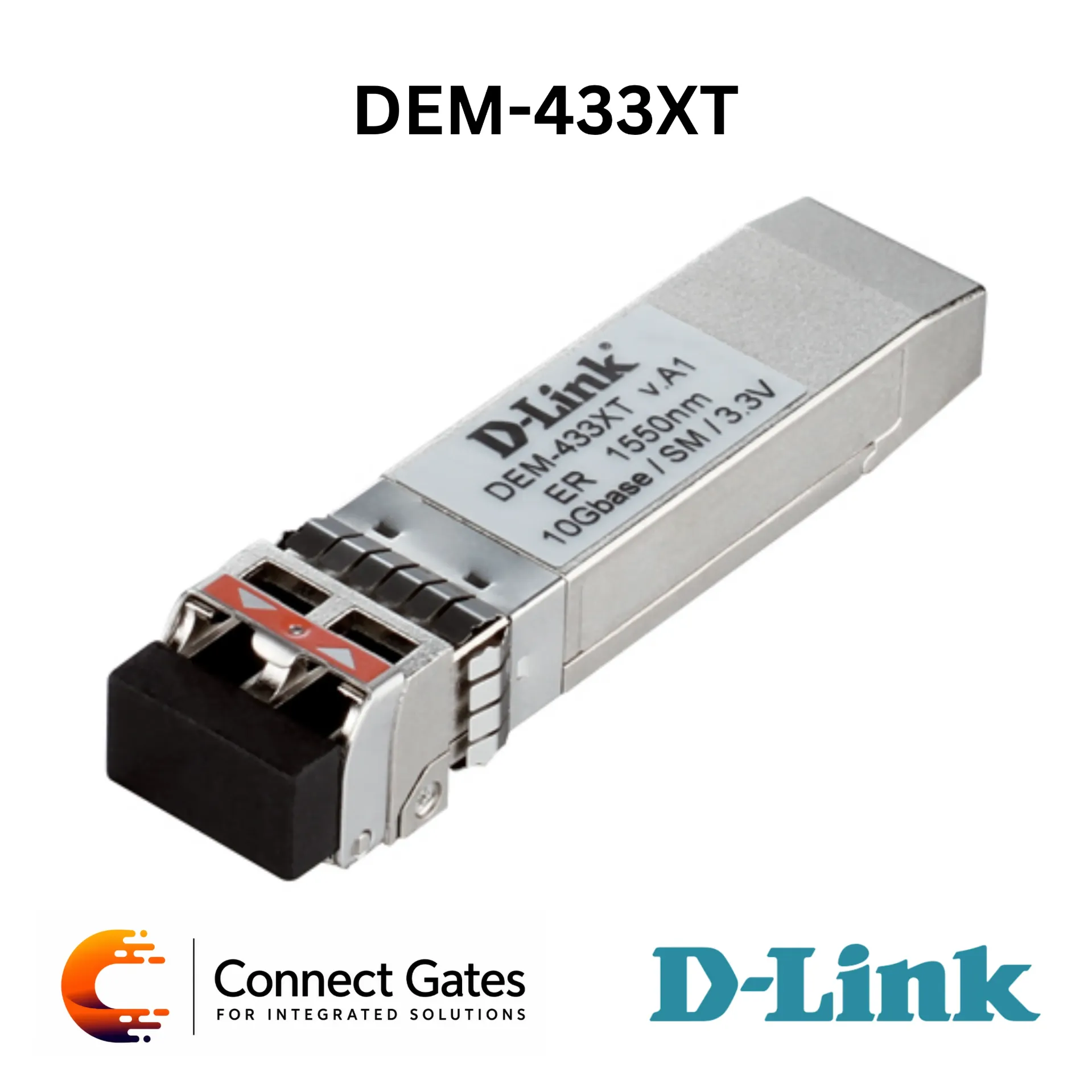 D-Link DEM-433XT – 10GBASE-ER Single-Mode 40km SFP+ Transceiver with Duplex LC Connector, 1550nm Wavelength & Hot-Pluggable Design