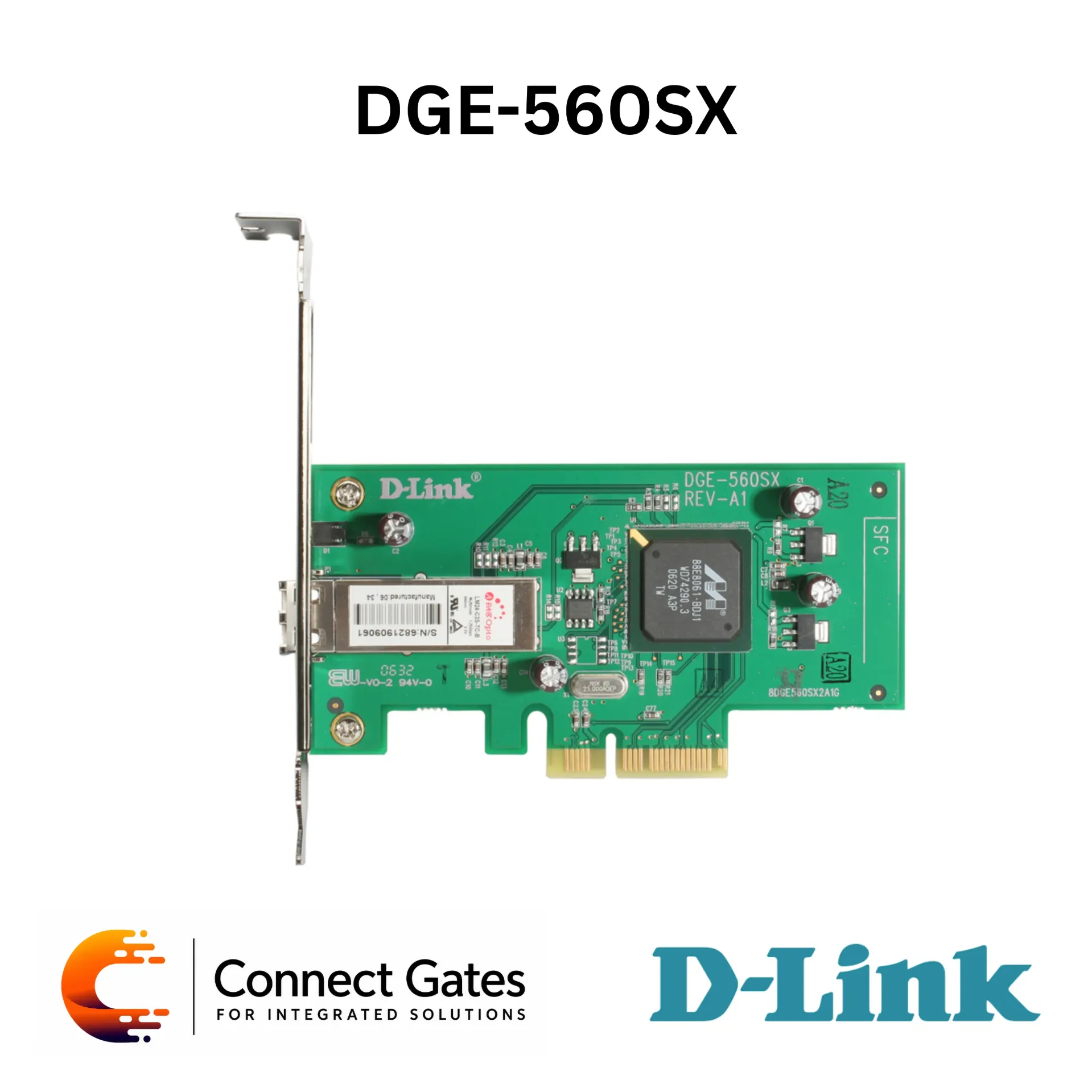 D-Link DGE-560SX – Fiber Gigabit PCI Express Adapter with 1000BASE-SX LC Multi-Mode Fiber, PCIe 2.0, VLAN, QoS, Jumbo Frame & Card Teaming Support