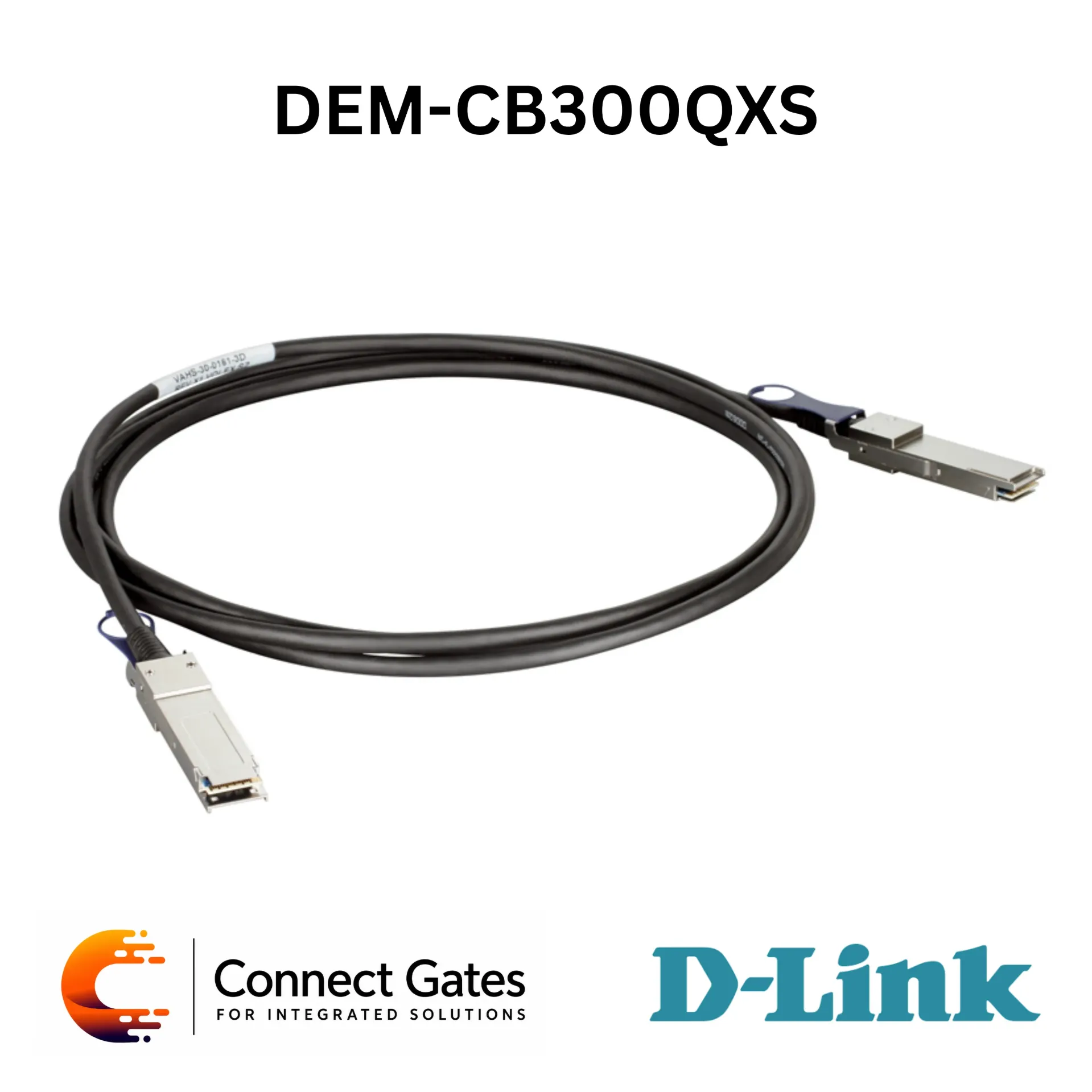 [DEM-CB300QXS] D-Link DEM-CB300QXS – 3m 40G QSFP+ to QSFP+ Passive Direct Attach Cable for DXS-3600-EM-4QXS
