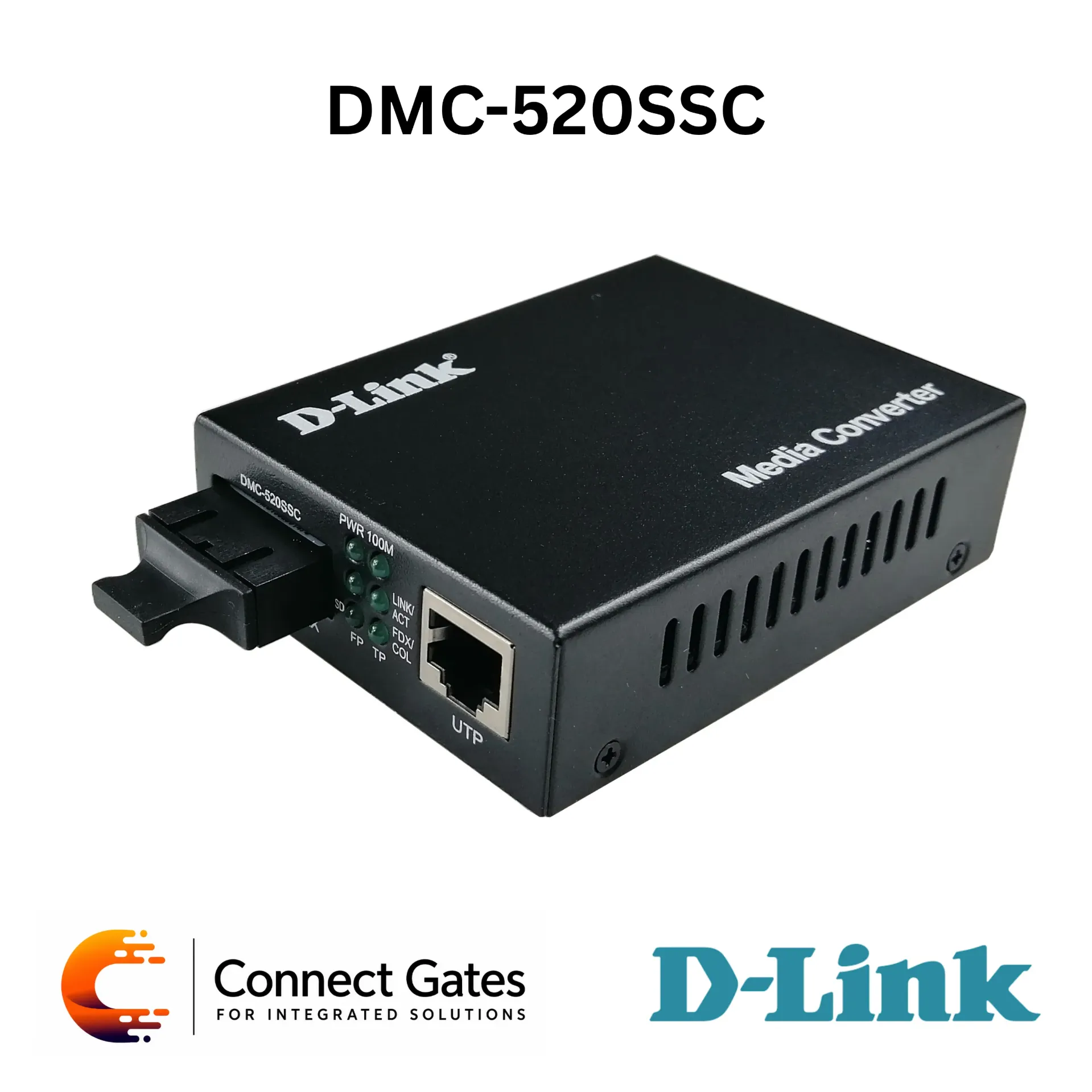 D-Link DMC-520SSC – 10/100BASE-TX to 100BASE-FX SC Single-Mode Media Converter, 20km Fiber Distance, Auto MDI/MDIX & Full Wire-Speed Forwarding