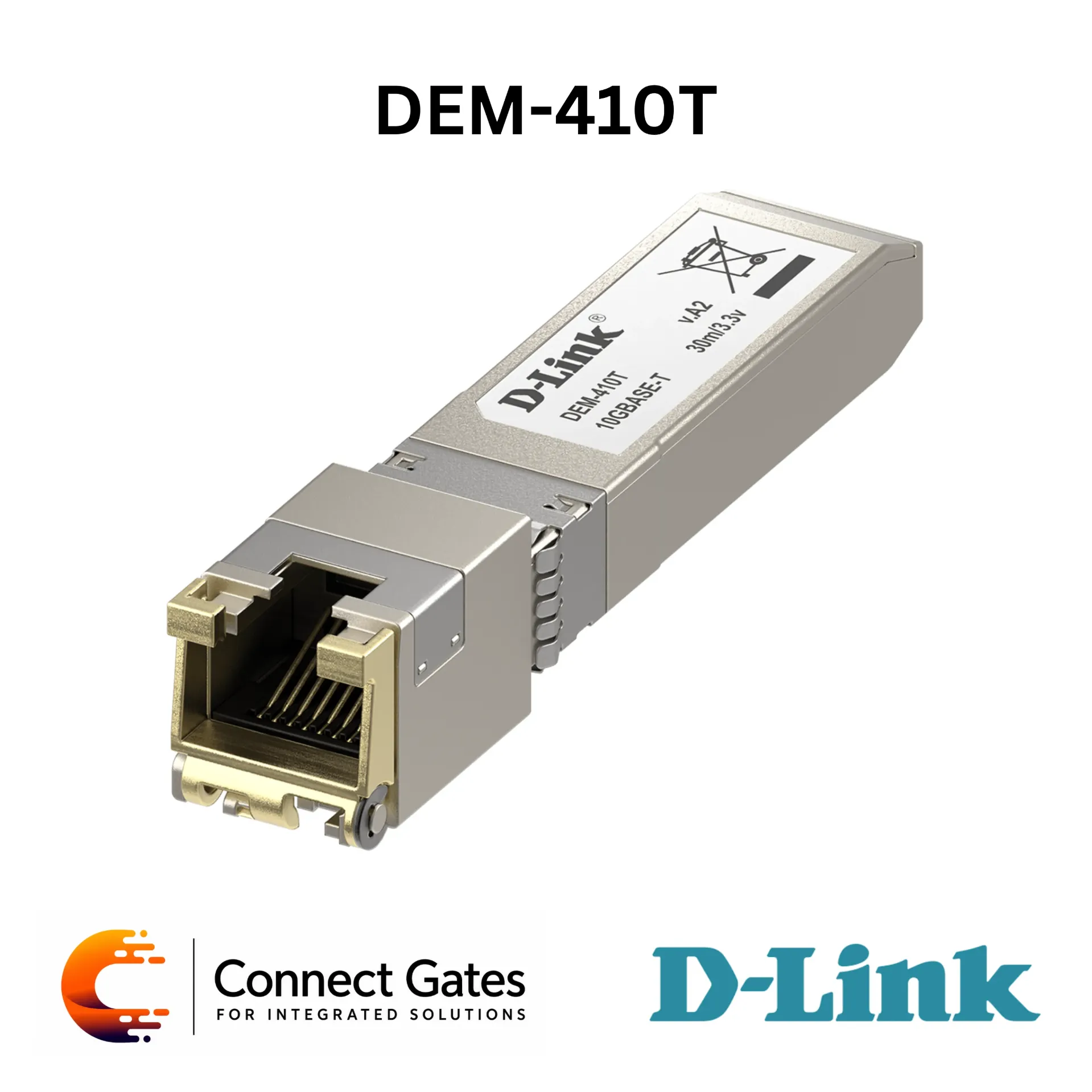 D-Link DEM-410T – 10GBASE-T RJ45 SFP+ Transceiver Module with 10Gbps Speed, CAT.6A Support & 30m Distance