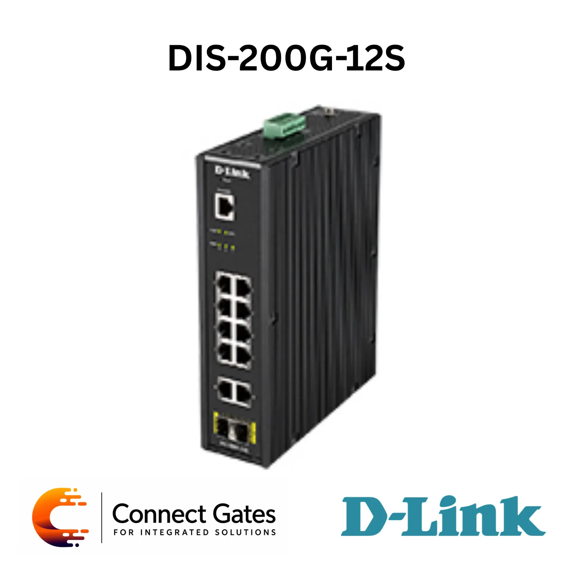 D-Link DIS-200G-12S – Layer 2 Gigabit Industrial Smart Managed Switch with 10 Gigabit Ports, 2 SFP Ports, Dual Power Input & IP30 Metal Housing