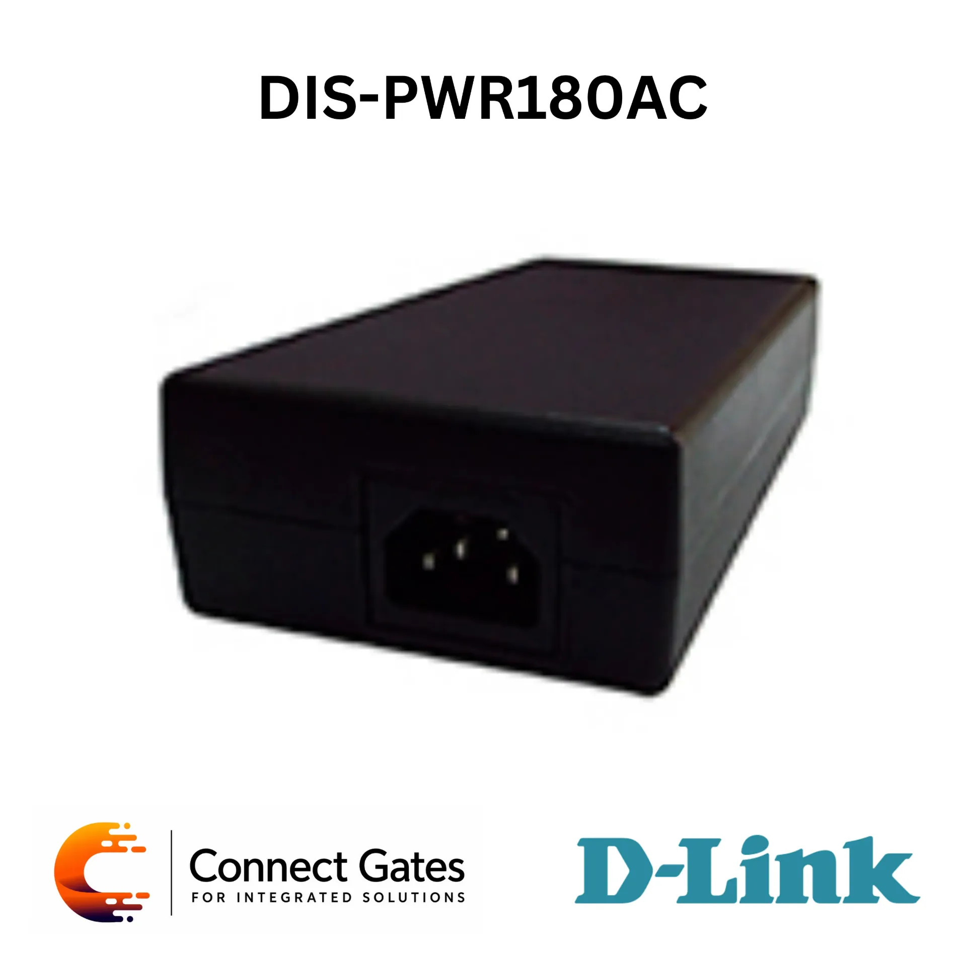 D-Link DIS-PWR180AC – 180W External AC Power Adapter for DIS-200G-12PS Industrial PoE Switch with 100–240V AC Input & 54V DC Output