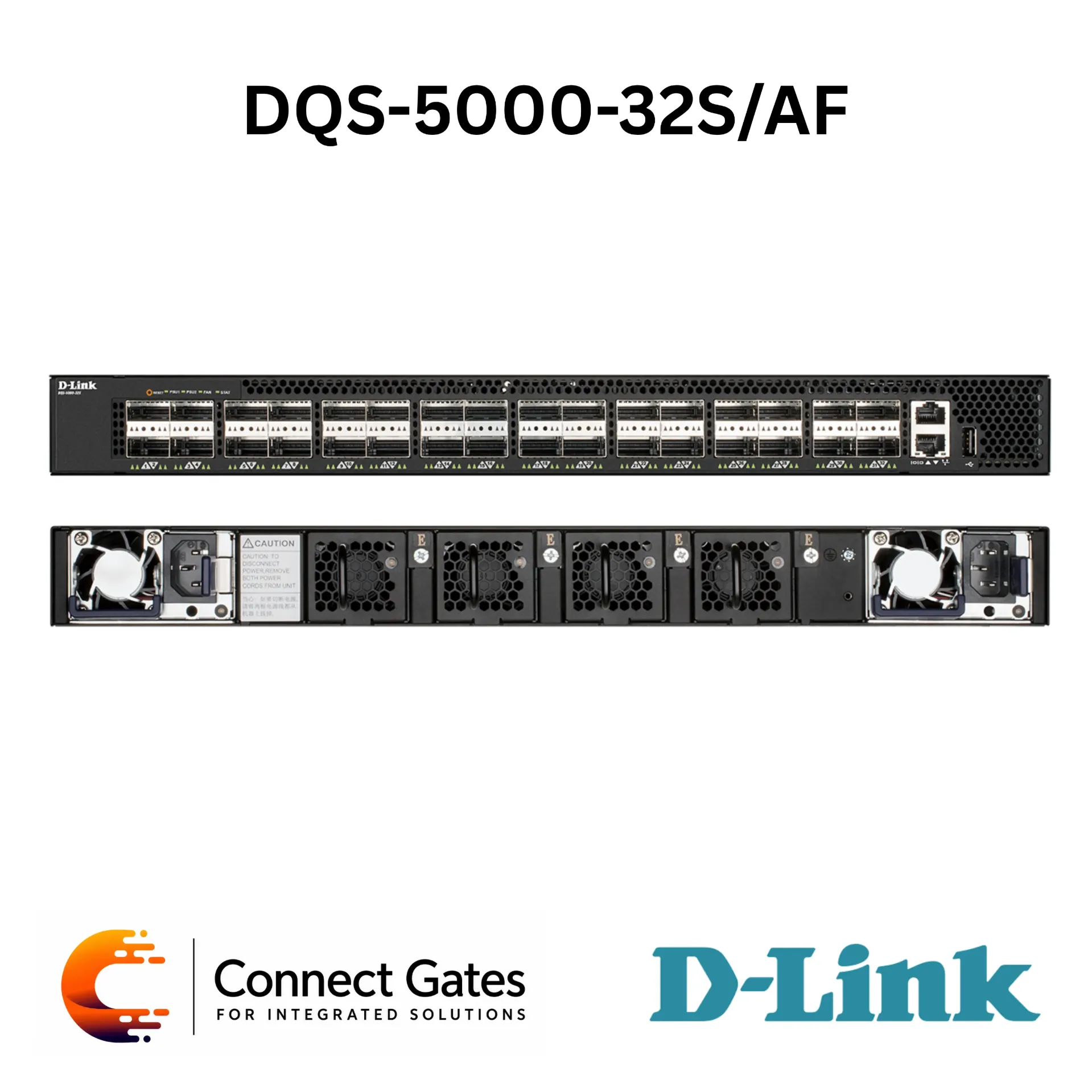 D-Link DQS-5000-32S/AF – 32-Port 40G QSFP+ Data Center Switch with ONIE Support, 2.56Tbps Switching Capacity & Front-to-Back AC Airflow