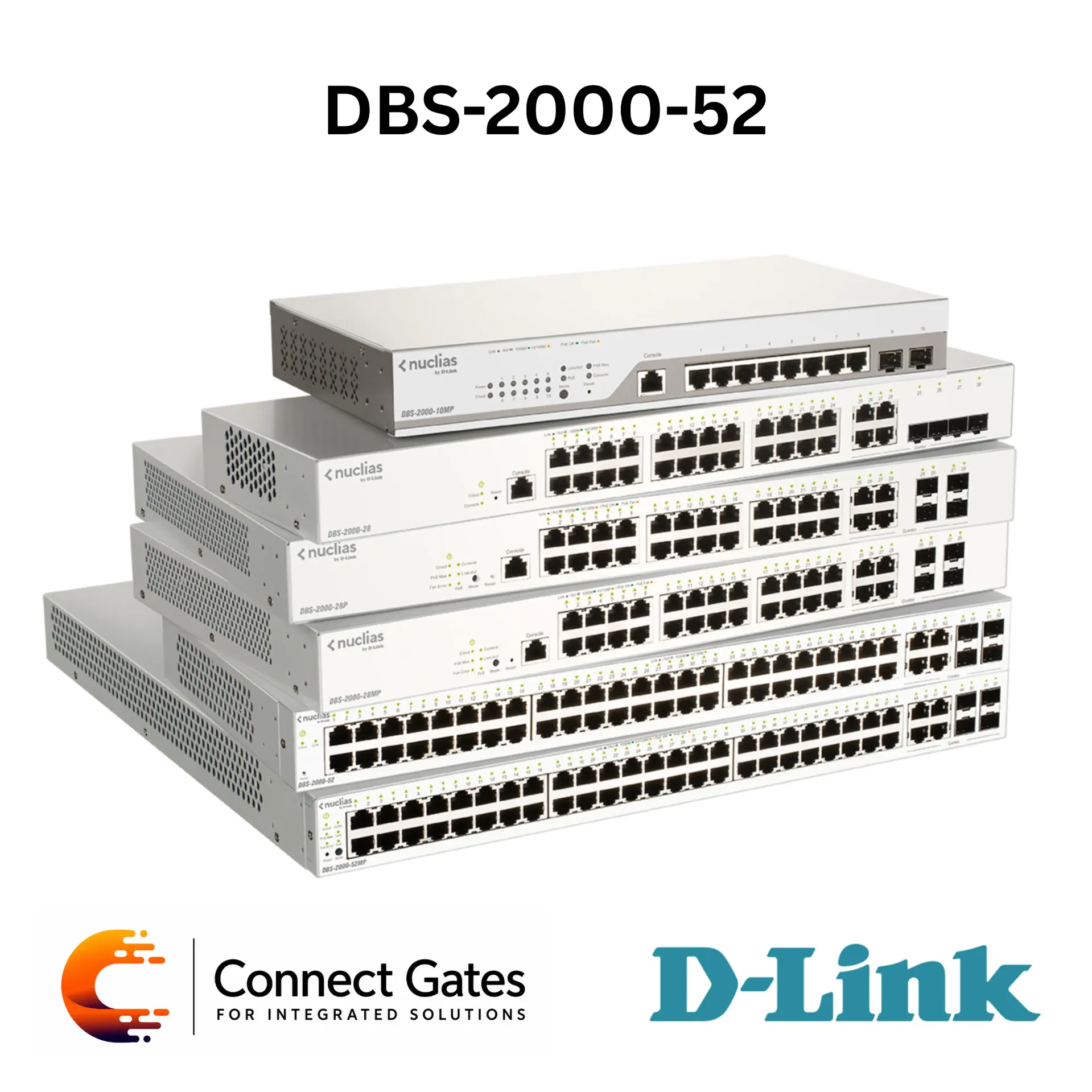 [DBS-2000-52] D-Link DBS-2000-52 – 52-Port Nuclias Cloud-Managed Gigabit Switch with 48 Gigabit Ports, 4 Combo GE/SFP Ports, Zero-Touch Deployment & Fanless Design