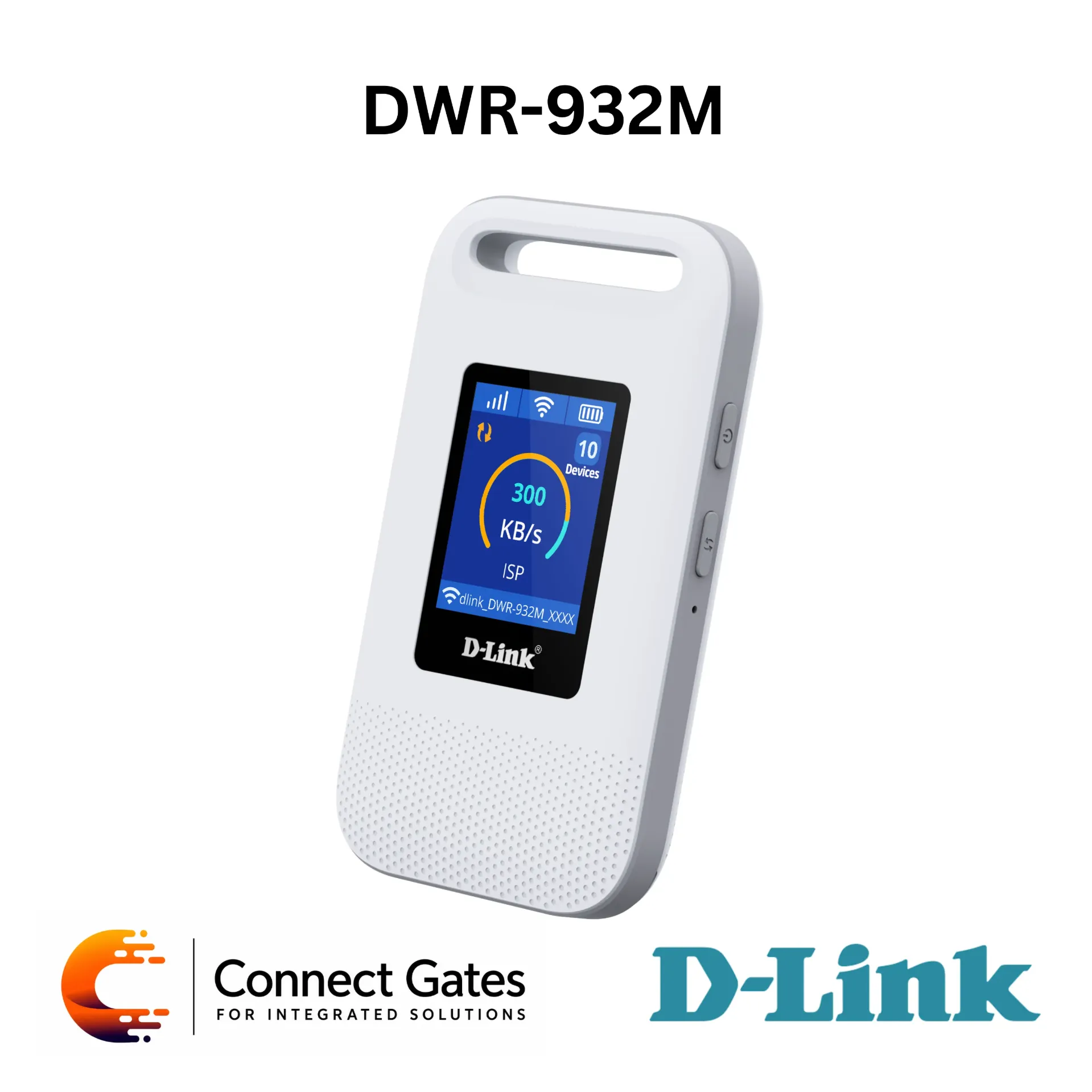 [DWR-932M] D-Link DWR-932M – 4G/LTE Cat4 Mobile Router with 150Mbps Downlink, Nano SIM Slot, LCD Display, 3000mAh Battery, Micro-USB Charging & WPS