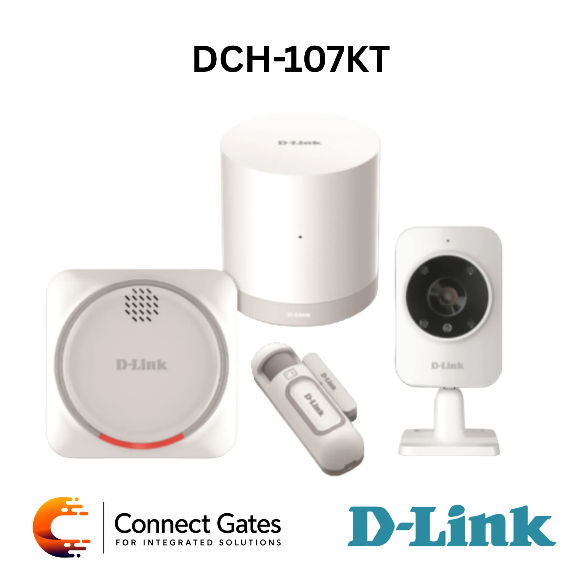 [DCH-107KT] D-Link DCH-107KT – mydlink Home Smart Home Security Kit with Connected Home Hub, Door & Window Sensor, Siren & HD Monitor Camera