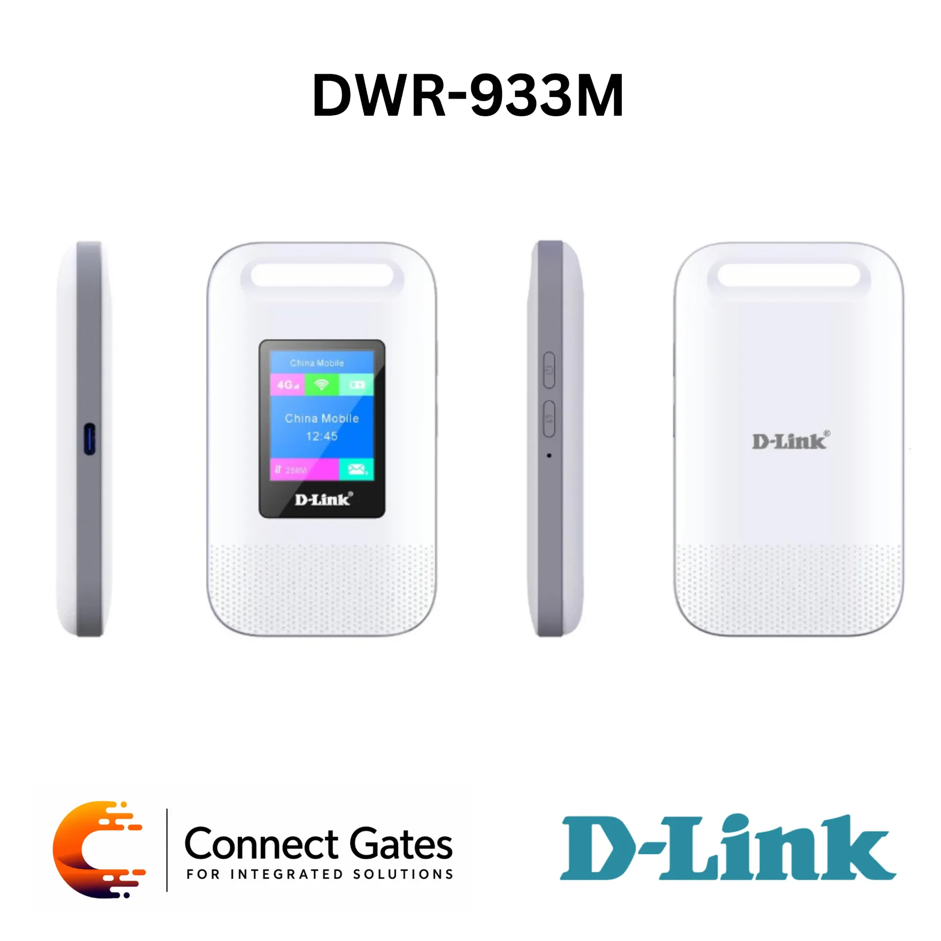 [DWR-933M] D-Link DWR-933M – CAT6 4G/LTE Mobile Router with 300Mbps Downlink, Wi-Fi 6 Compatibility, Nano SIM, LCD Display, Type-C Charging & 3000mAh Battery