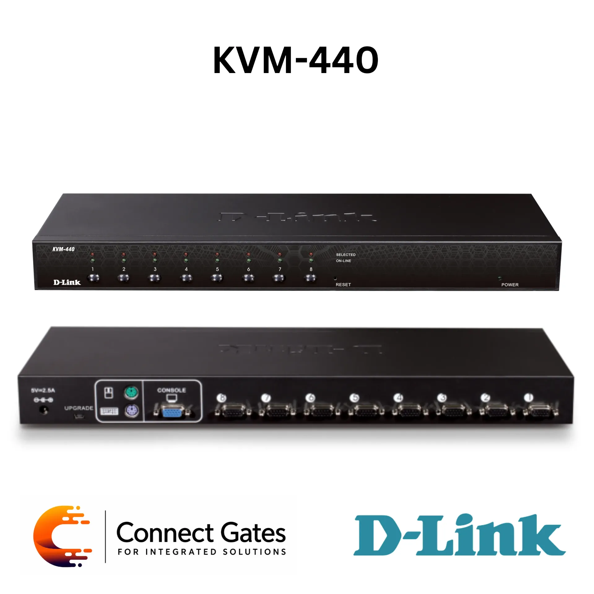 [KVM-440] D-Link KVM-440 – 8-Port PS/2 USB Combo KVM Switch with VGA, OSD, Hotkeys, Cascade Support, 19-inch Rack Mount & 2048×1536 Resolution