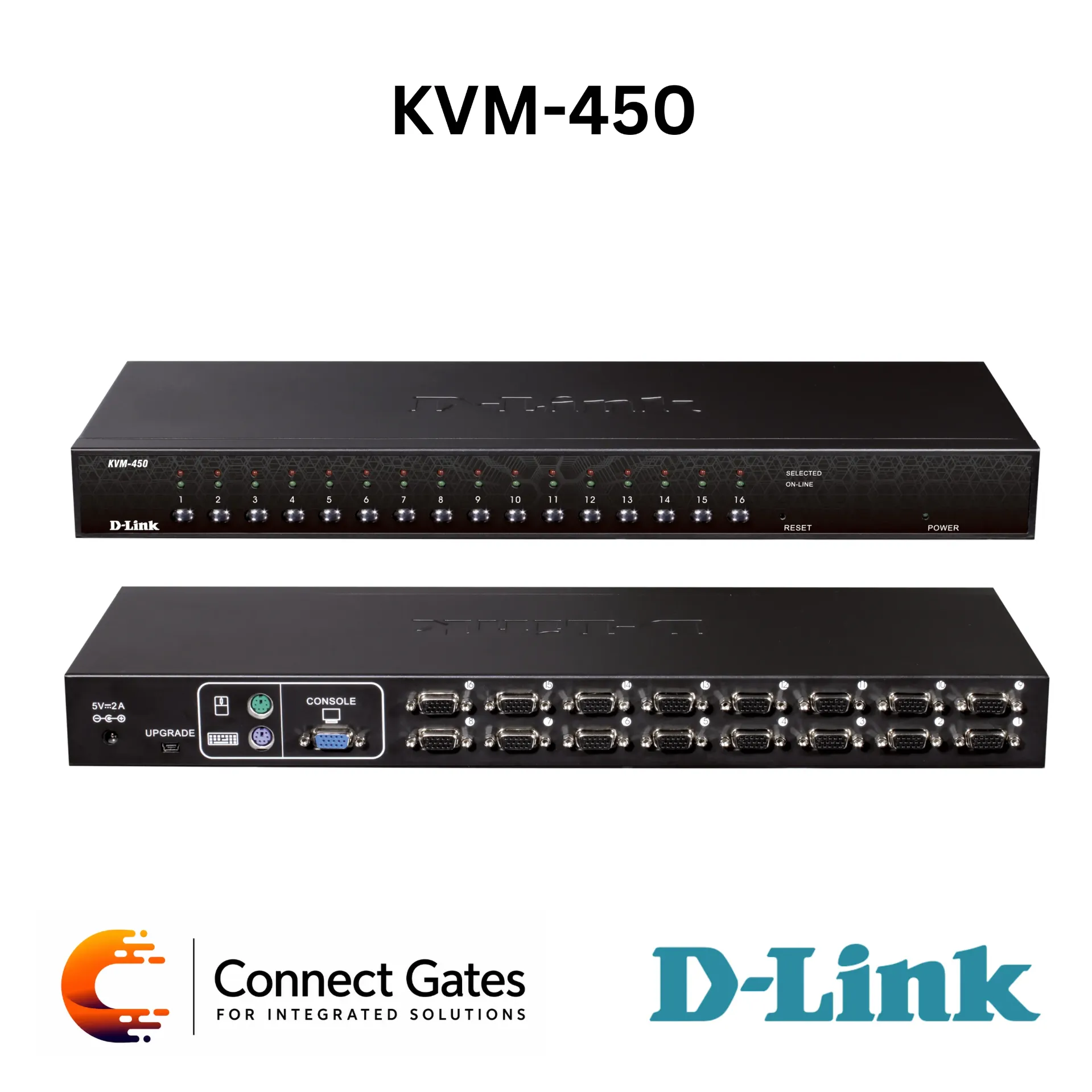 [KVM-450] D-Link KVM-450 – 16-Port PS/2 USB Combo KVM Switch with OSD, Hotkeys, Cascade Support, 19-inch Rack Mount & 2048×1536 Resolution