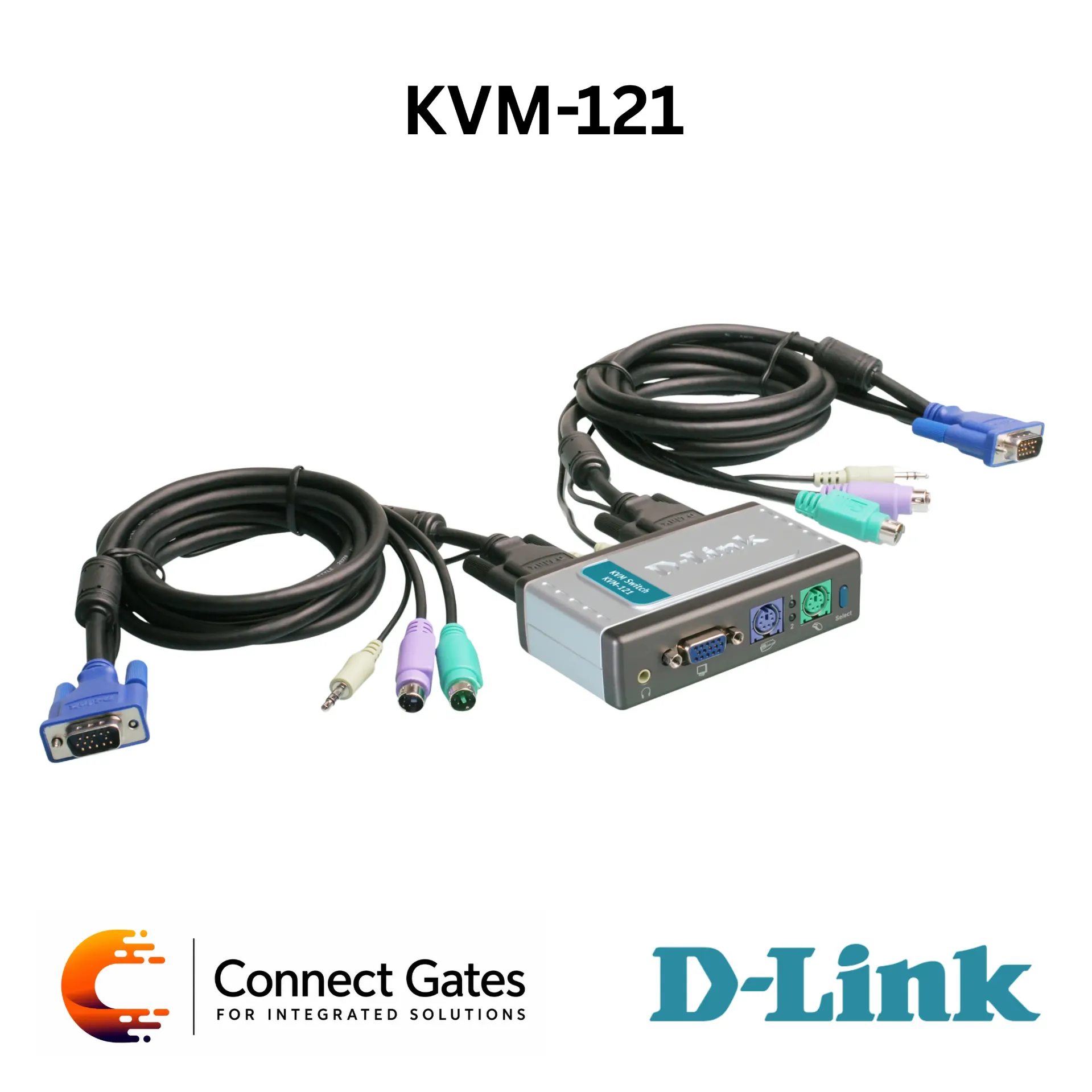 [KVM-121] D-Link KVM-121 – 2-Port PS/2 KVM Switch with Audio Support, VGA, Hotkeys, Select Button, Auto-Scan & 2048×1536 Resolution