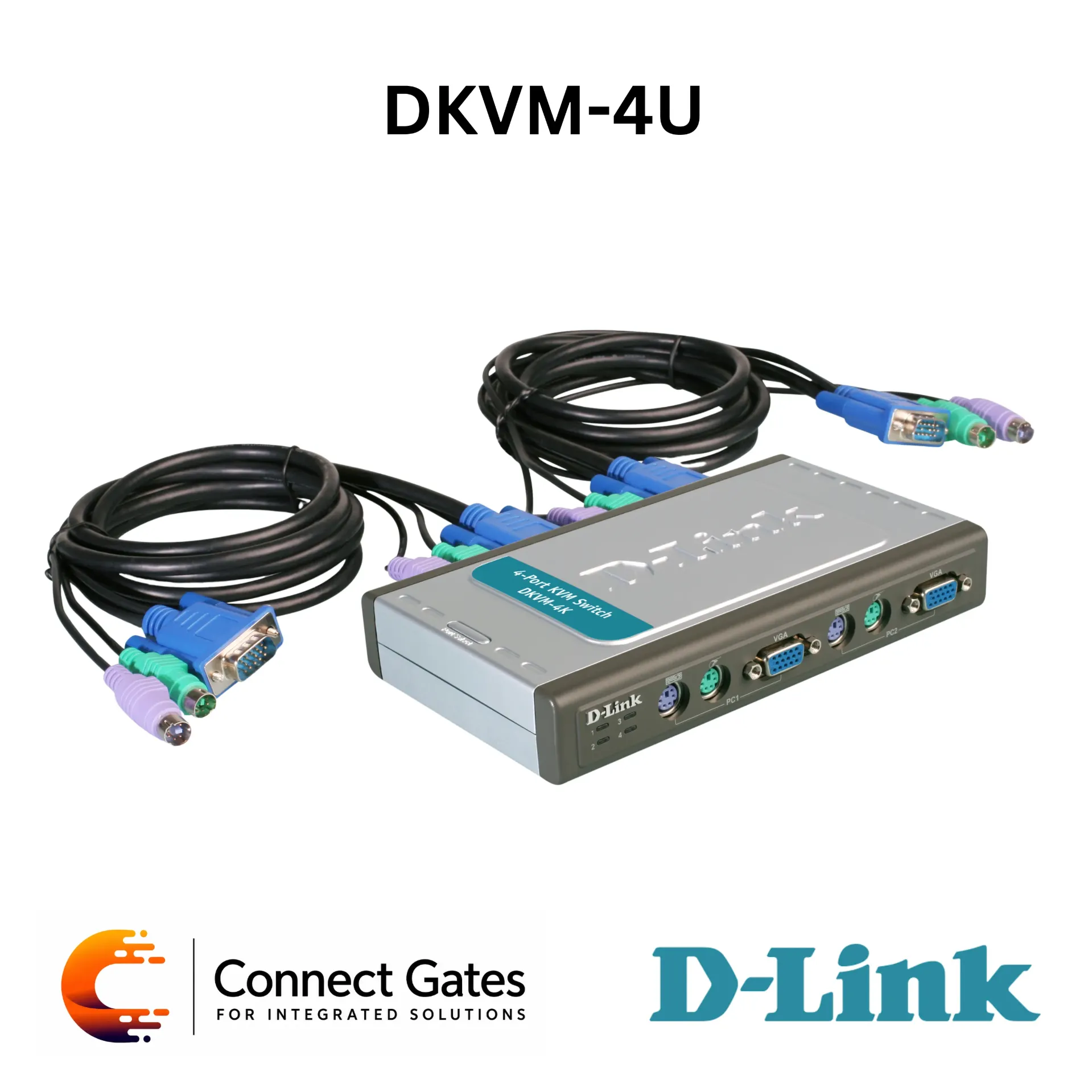 [DKVM-4U] D-Link DKVM-4U – 4-Port USB KVM Switch with VGA, USB Keyboard & Mouse Support, Hotkeys, Select Button, Auto-Scan & 2048×1536 Resolution