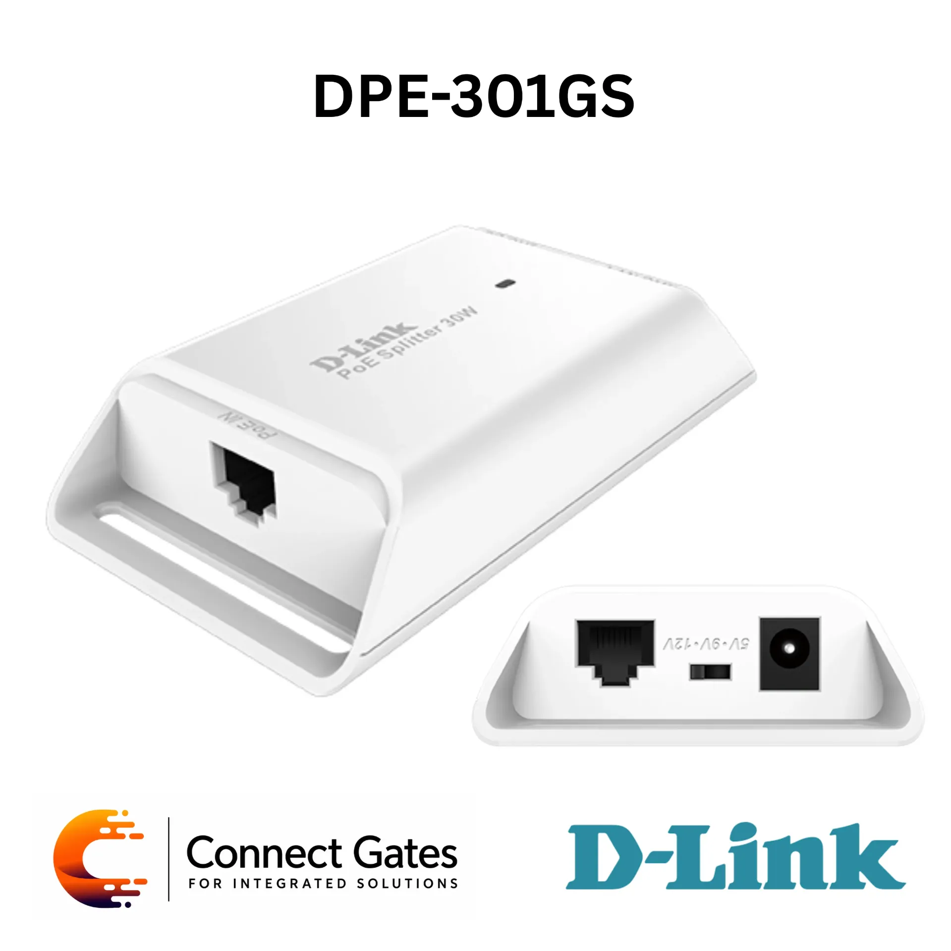 D-Link DPE-301GS – 30W Gigabit PoE Splitter with 5V / 9V / 12V Output, 802.3af/at PoE, Gigabit RJ45 & Plug-and-Play Installation
