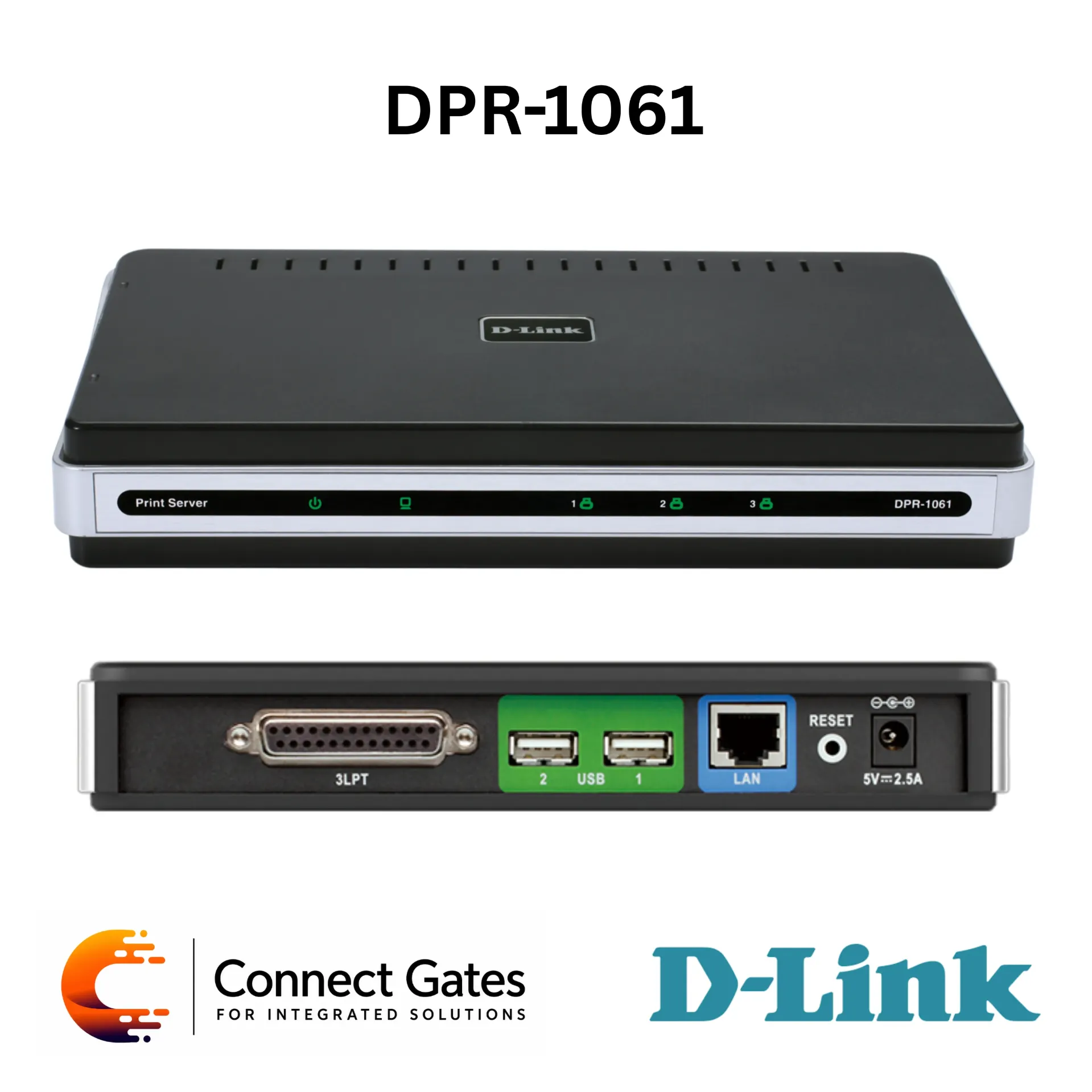 D-Link DPR-1061 – 3-Port Multifunction Print Server with 2 USB Printer Ports, Parallel Port, 10/100 Ethernet, Scan & Fax Support
