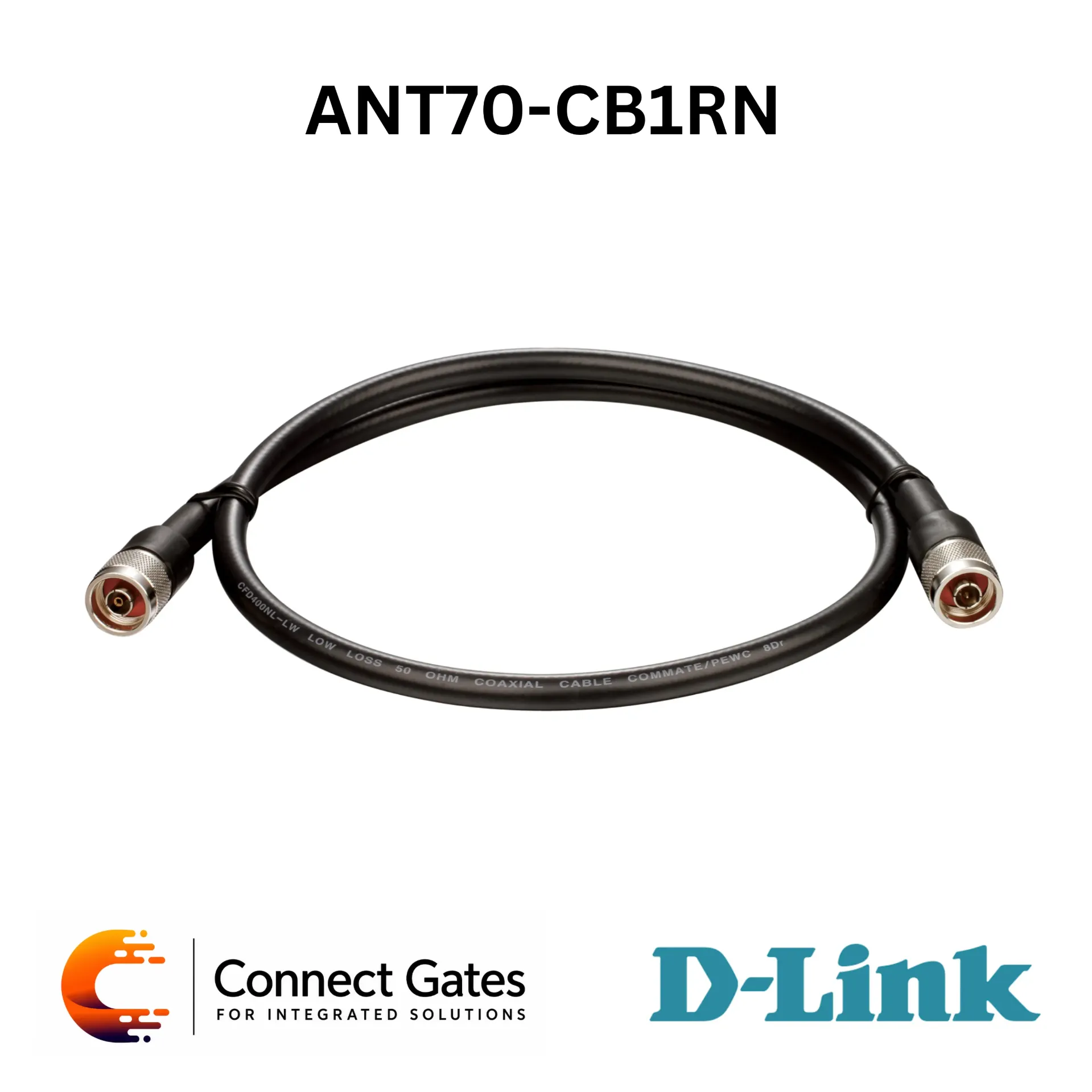 [ANT70-CB1RN] D-Link ANT70-CB1RN – 1-Meter Outdoor Antenna Extension Cable with RP-N Plug to N Plug Connectors, 2.4GHz / 5GHz Low-Loss Transmission & IP67 Weatherproof Design