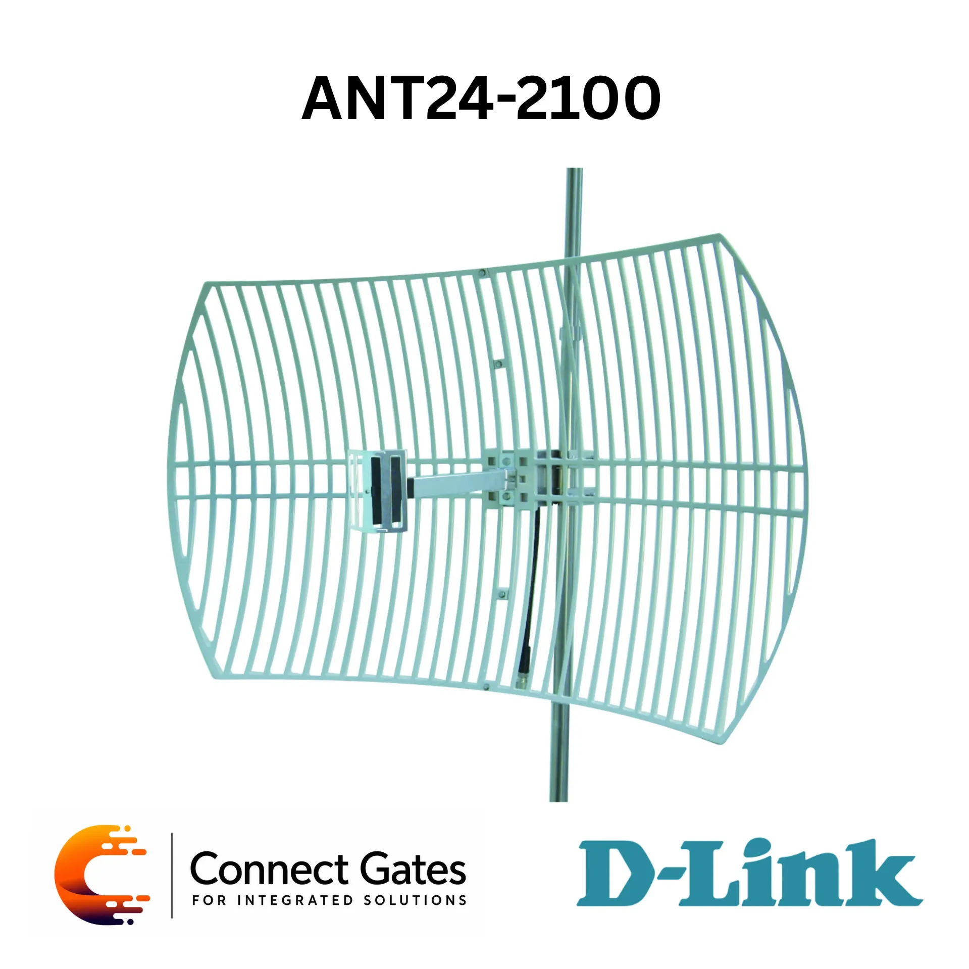 D-Link ANT24-2100 – 21dBi Outdoor Grid Directional Antenna for 2.4GHz Wireless Links with Vertical Polarization, 50Ω Impedance, DC Ground Lightning Protection & 216km/hr Wind Resistance