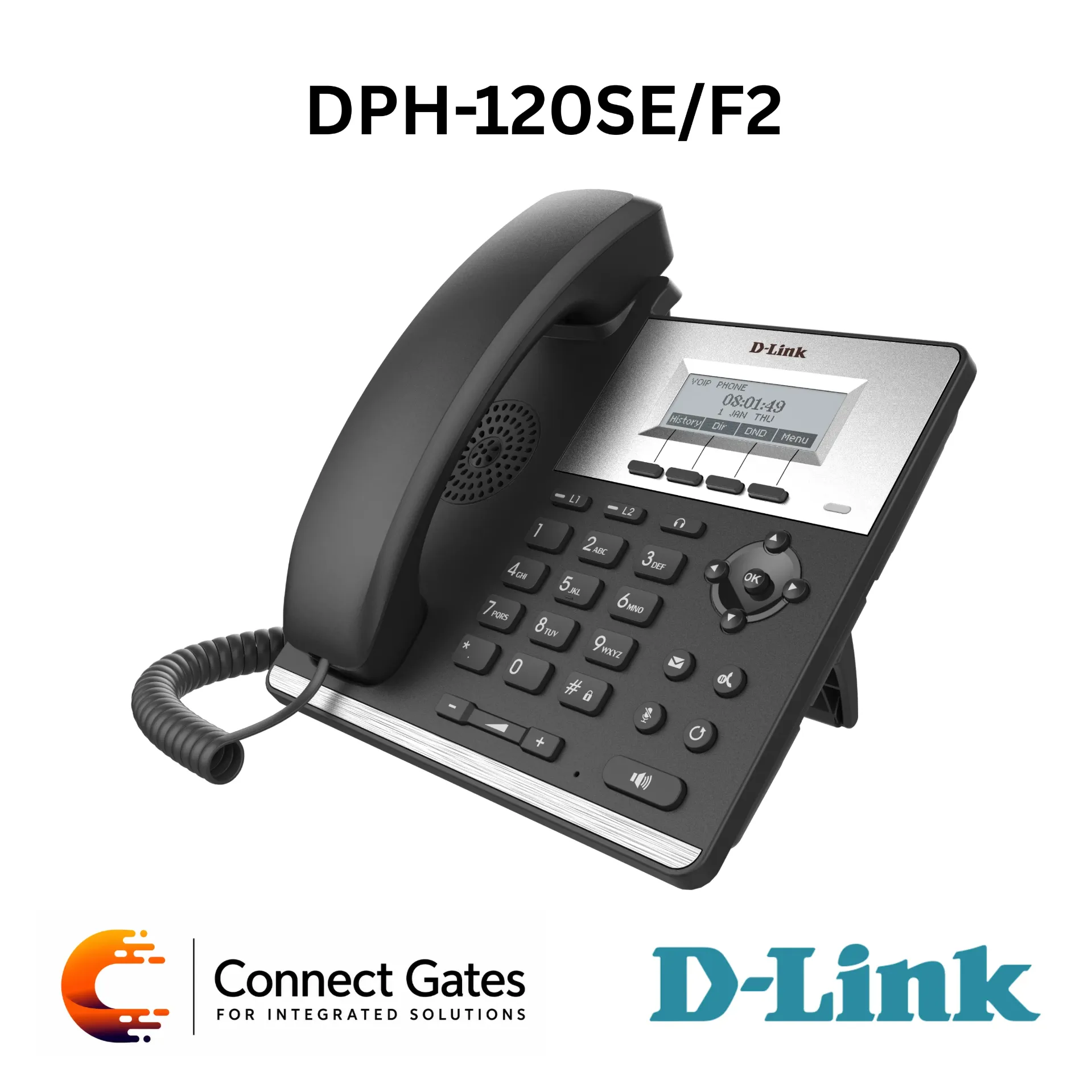 [DPH-120SE/F2] D-Link DPH-120SE/F2 – SIP IP Phone with 2 SIP Lines, Dual Ethernet Ports, PoE, LCD Display & VoIP Call Features