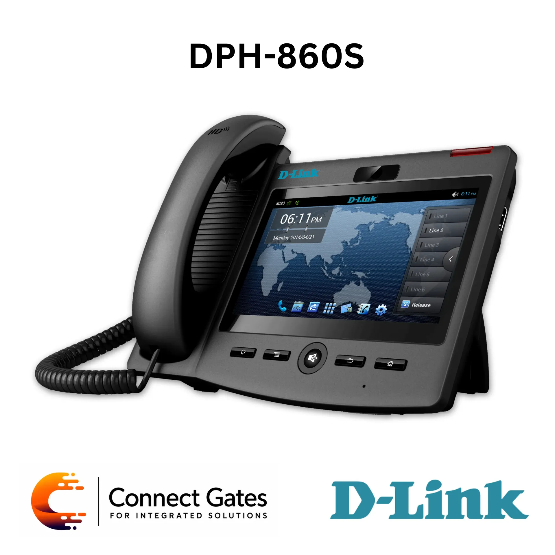 [DPH-860S] D-Link DPH-860S – Android IP Video Phone with 6 VoIP Accounts, 7" Touch Screen, 5MP Camera, PoE & HDMI Output