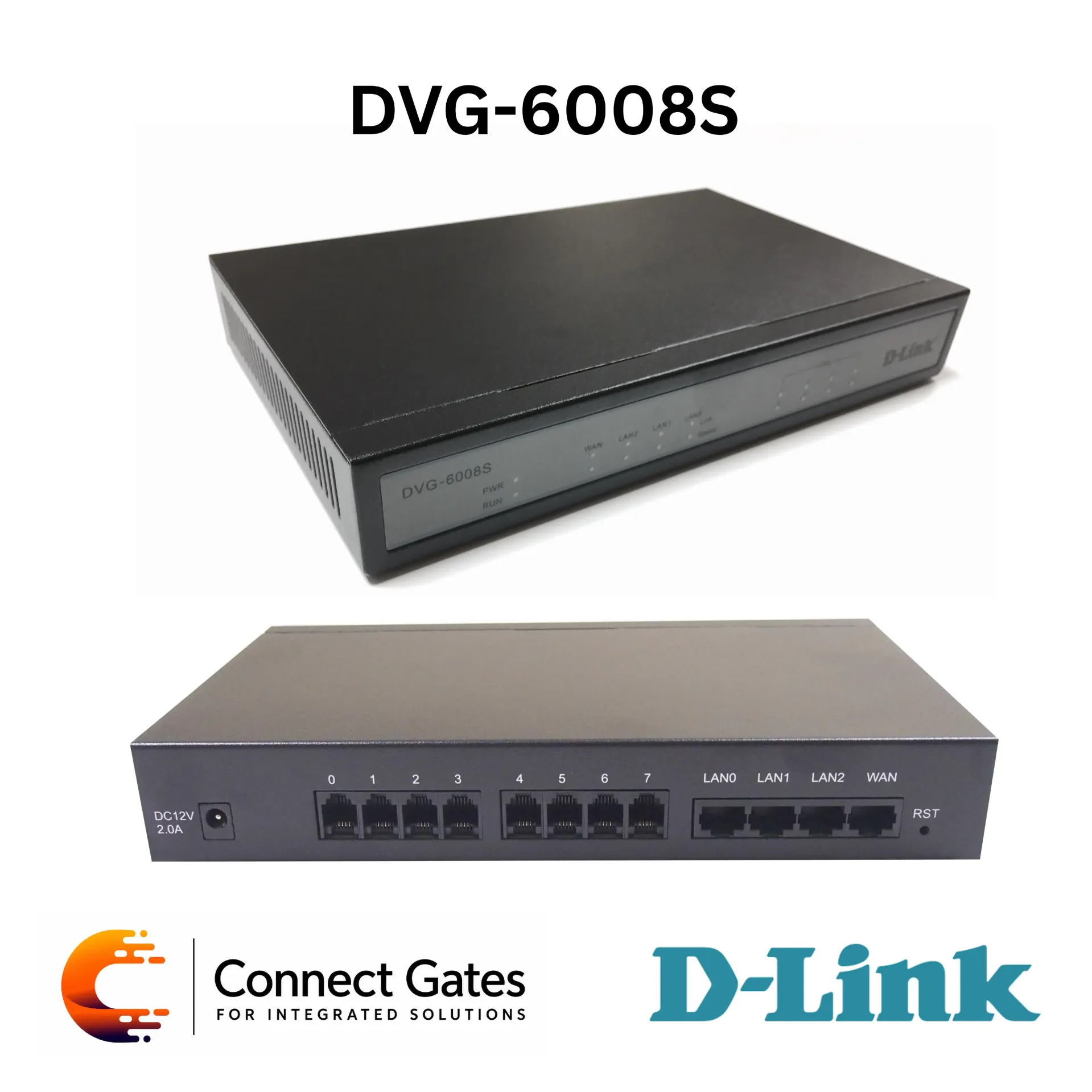 D-Link DVG-6008S – 8-Port FXO VoIP Trunk Gateway with SIP, 4 LAN Ports, QoS, T.38 Fax, NAT Router & Firewall
