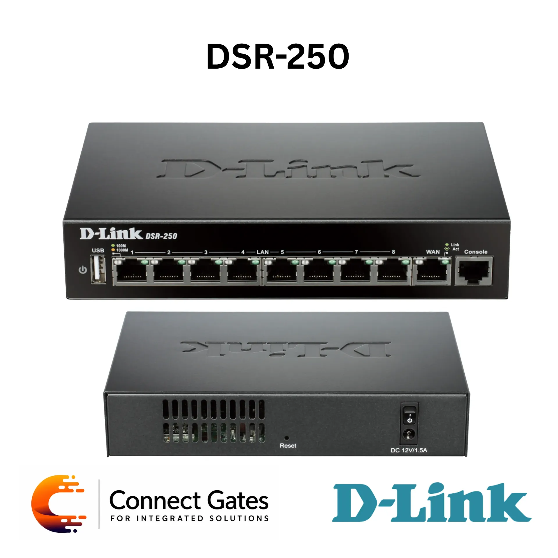 [DSR-250] D-Link DSR-250 – 8-Port Gigabit Unified Services VPN Router with 1 Gigabit WAN, 8 Gigabit LAN, SSL/IPSec VPN, VLAN, Firewall & 3G Redundancy
