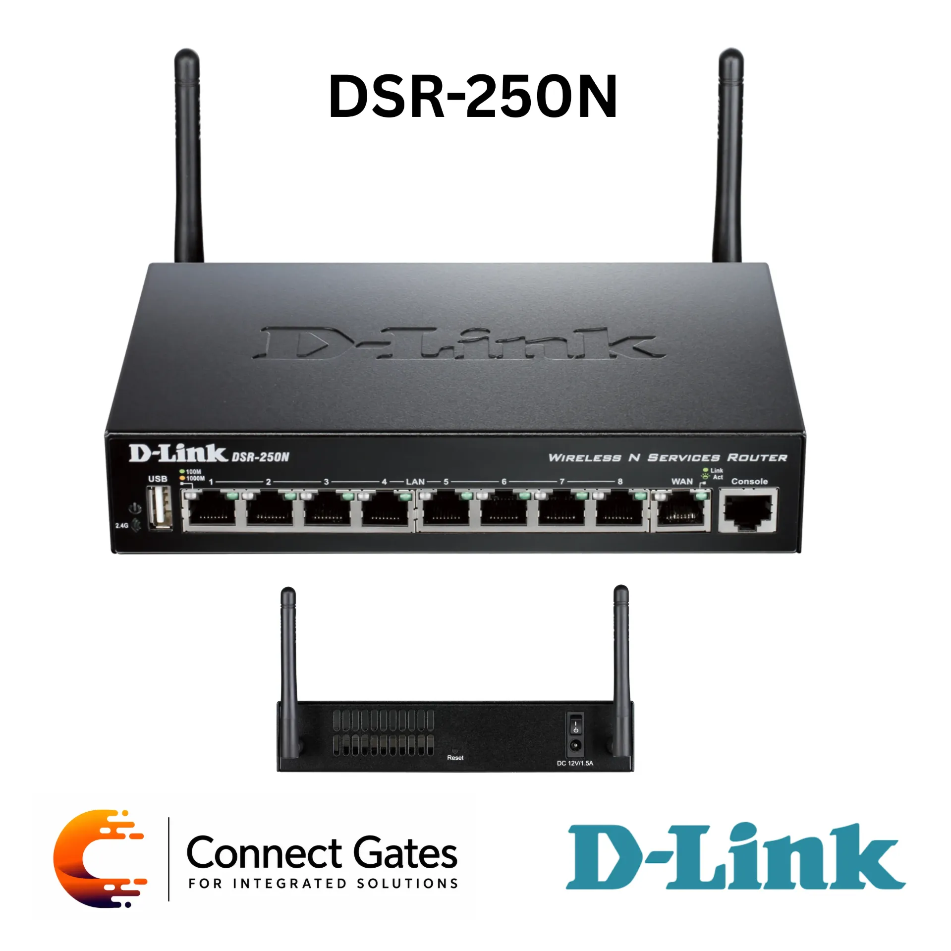 [DSR-250N] D-Link DSR-250N – Wireless N Unified Services Router with Gigabit WAN, 8 Gigabit LAN Ports, 802.11b/g/n Wi-Fi, VPN, Firewall, VLAN, Captive Portal & 3G Backup Support