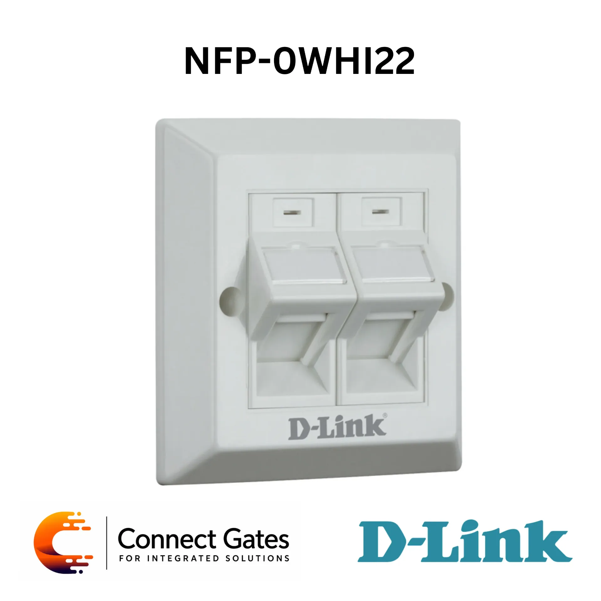 [NFP-0WHI22] D-Link NFP-0WHI22 – UK Style Dual-Port Angular Faceplate with Dust Shutter & Labeling Plate