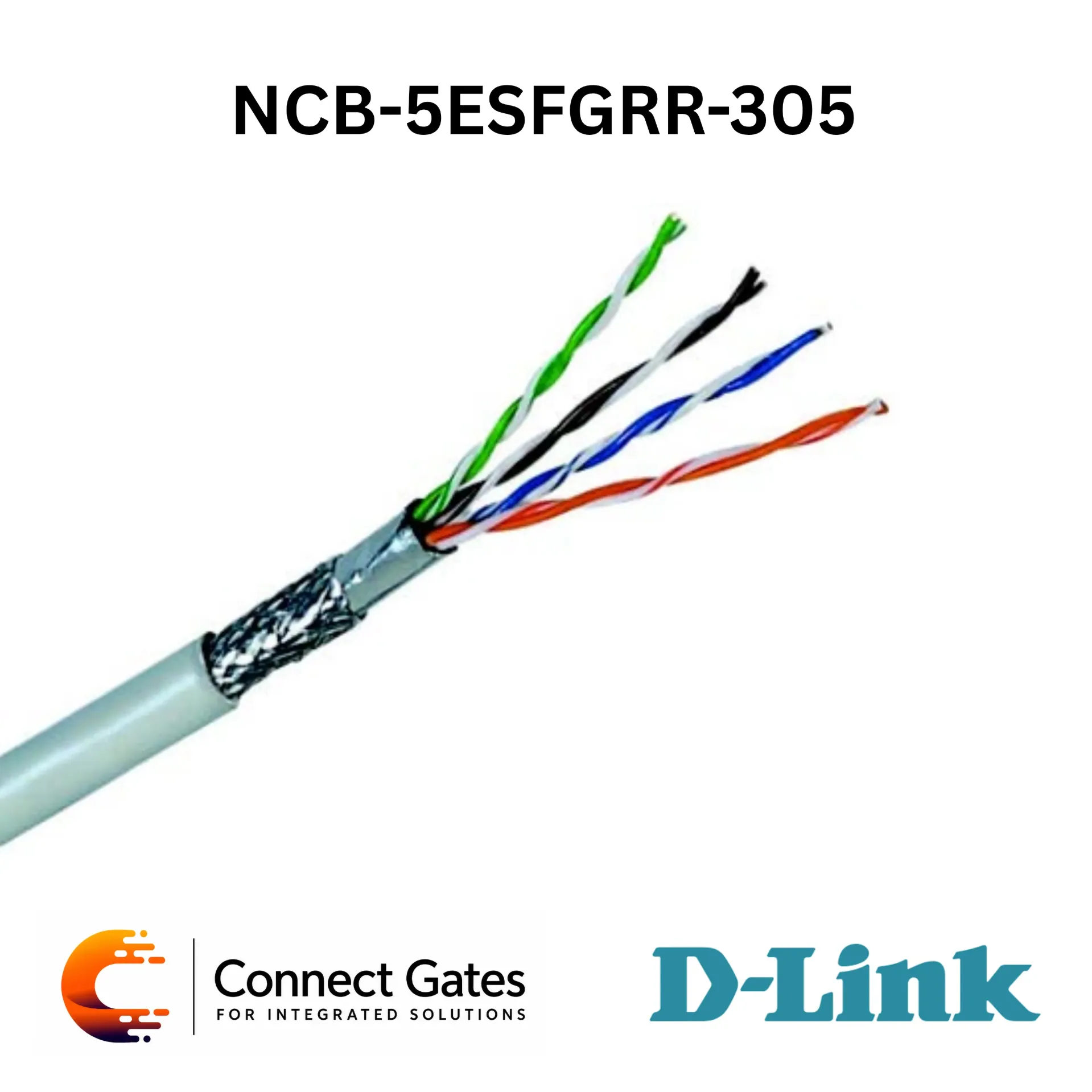 [NCB-5ESFGRR-305] D-Link NCB-5ESFGRR-305 – Cat5E SF/UTP 24AWG Solid Bare Copper Cable Roll, 305m Grey