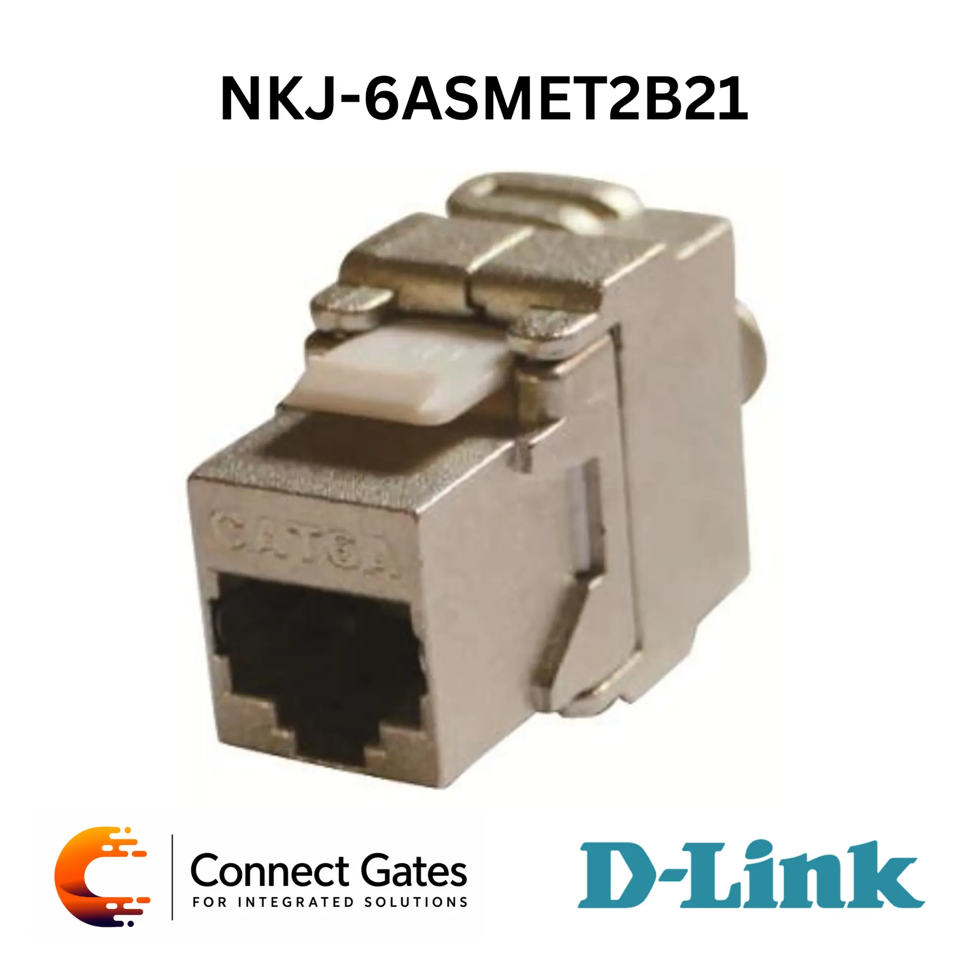 [NKJ-6ASMET2B21] D-Link NKJ-6ASMET2B21 – Cat6A FTP 180° Tool-Less RJ45 Keystone Jack, Metallic Silver