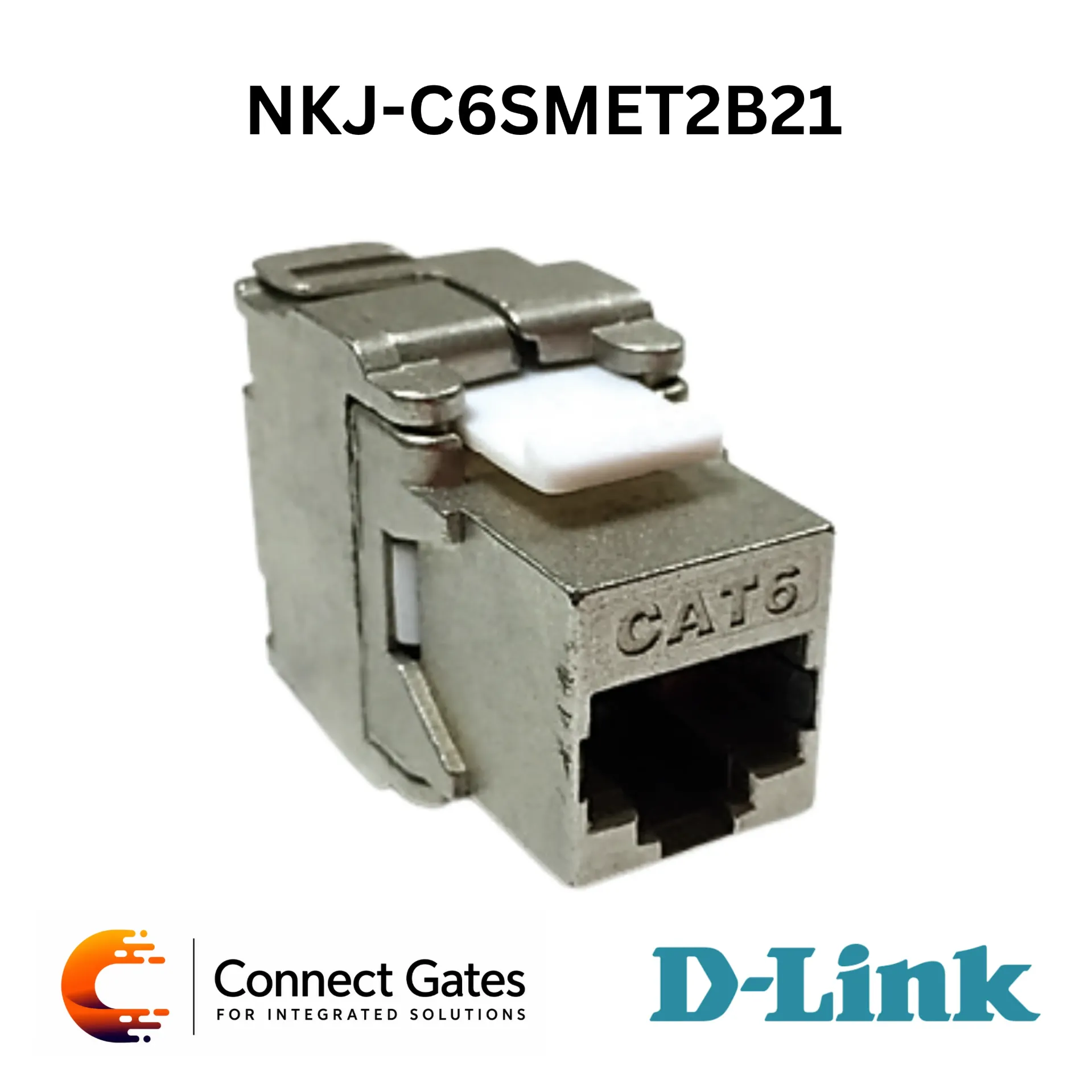 [NKJ-C6SMET2B21] D-Link NKJ-C6SMET2B21 – Cat6 FTP 180° Tool-Less RJ45 Keystone Jack, Metallic