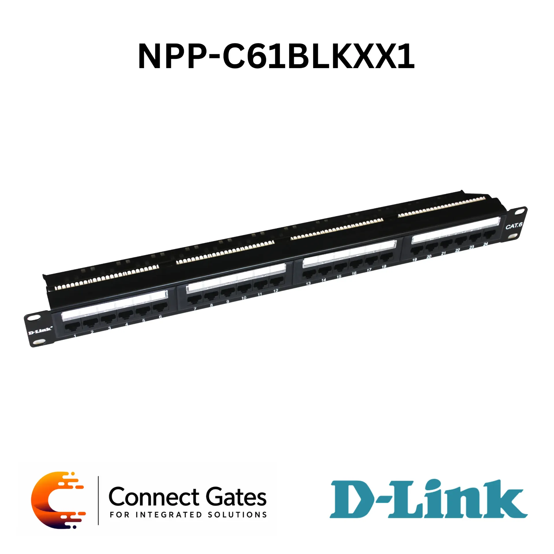 [NPP-C61BLKXX1] D-Link NPP-C61BLKXX1 – Cat6 UTP Fully Loaded Patch Panel, Available in 24-Port 1U and 48-Port 2U