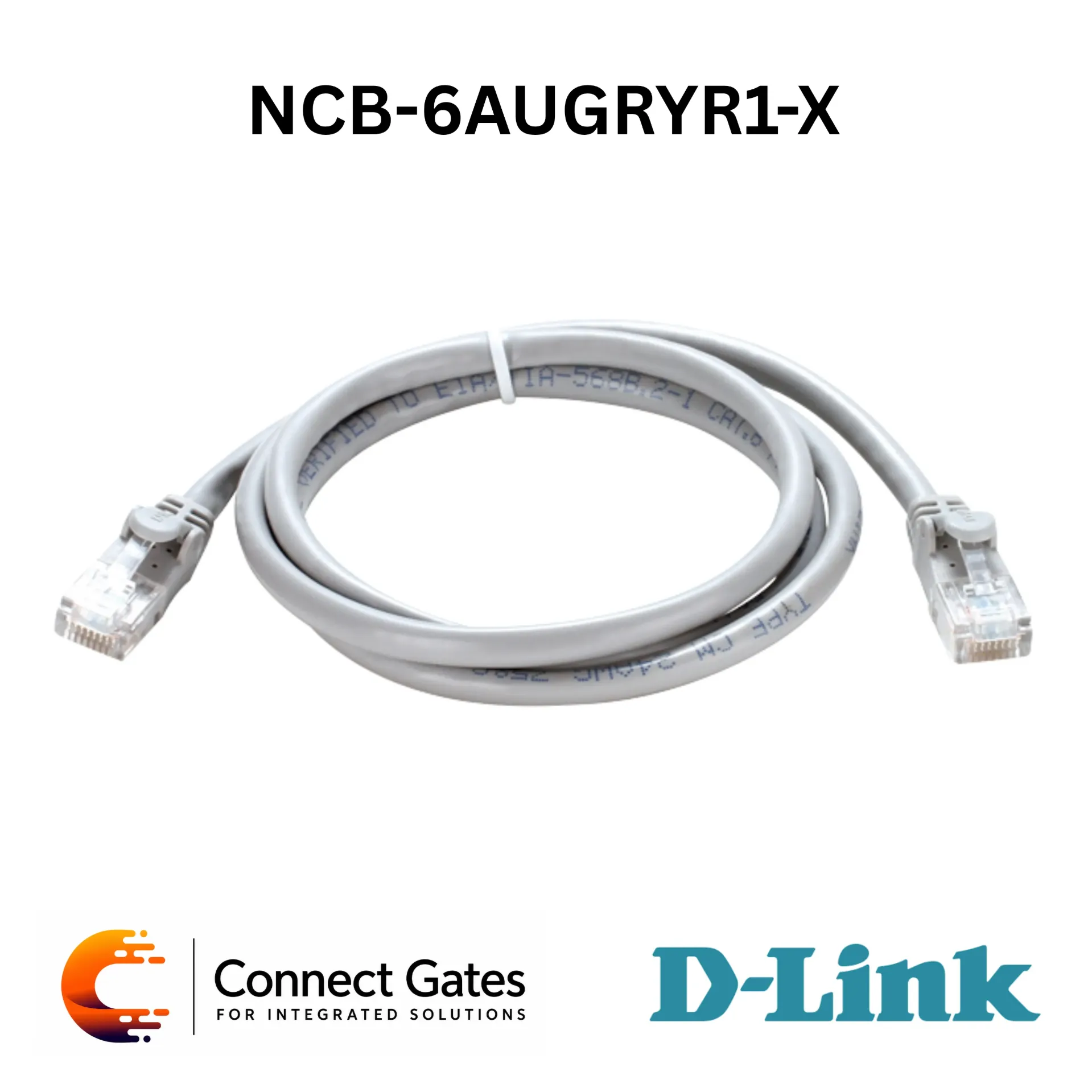 D-Link NCB-6AUGRYR1-X – Cat6A 10G UTP Round Patch Cord, 24AWG Grey, Available in 1m / 2m / 3m