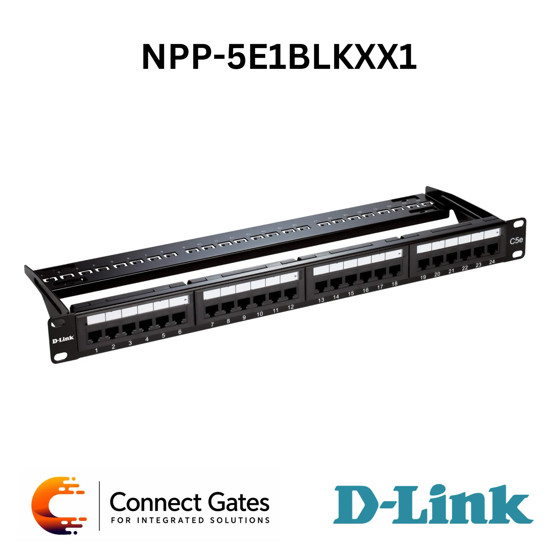 D-Link NPP-5E1BLKXX1 – Cat5E UTP Fully Loaded Patch Panel, Available in 24-Port 1U and 48-Port 2U
