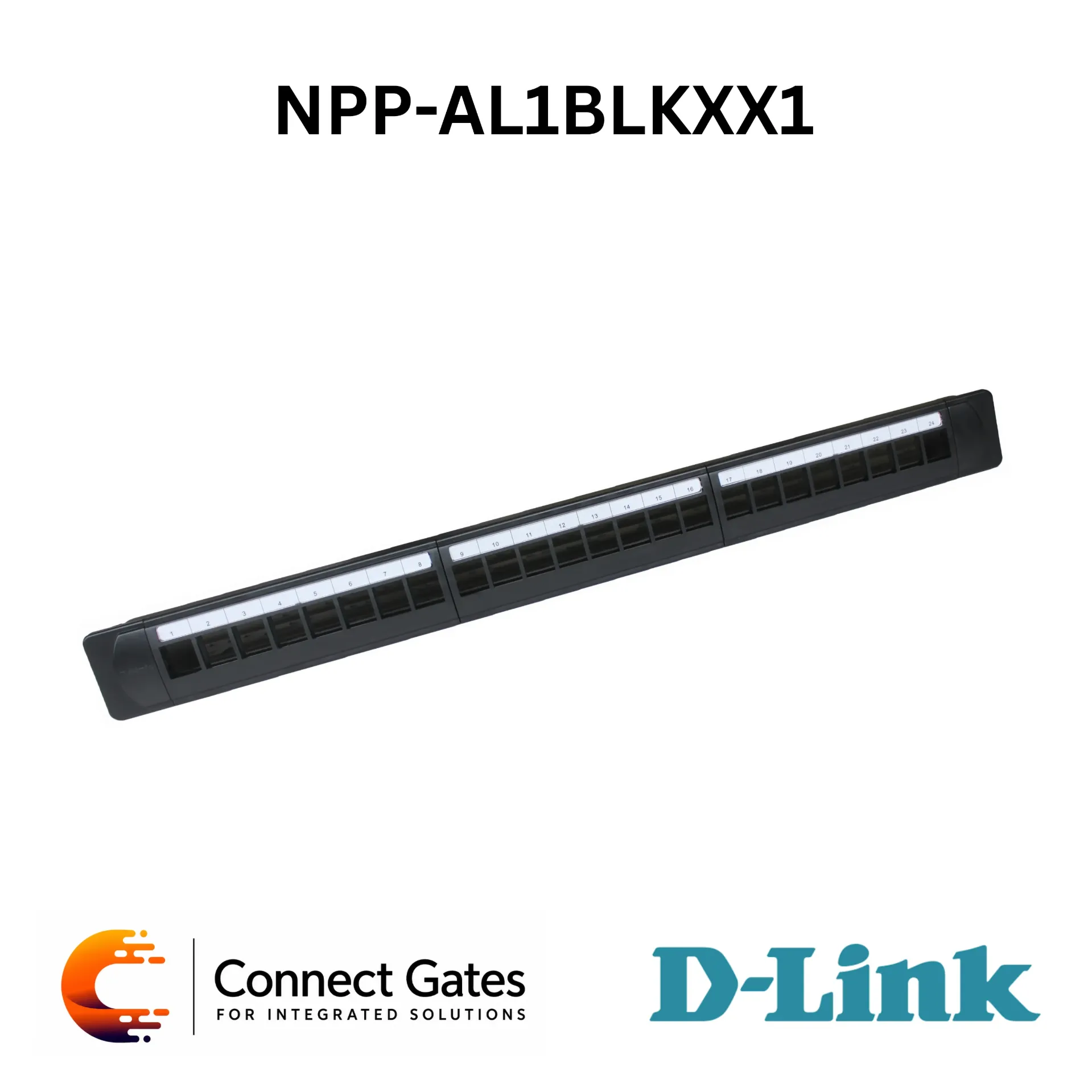 D-Link NPP-AL1BLKXX1 – UTP Unloaded Patch Panel for Cat5E / Cat6 Keystone Jacks, Available in 24-Port 1U and 48-Port 2U