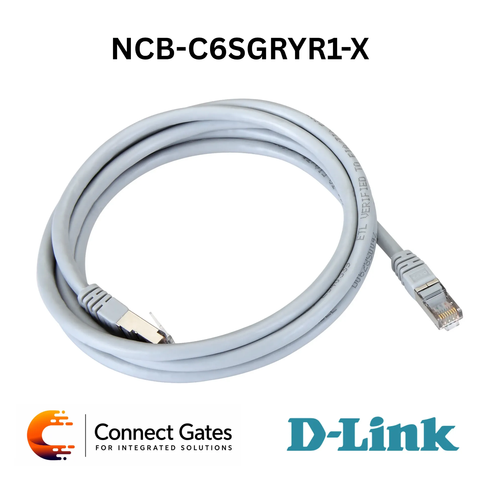 [NCB-C6SGRYR1-X] D-Link NCB-C6SGRYR1-X – Cat6 STP Round Patch Cord, Grey, Available in 1m / 2m / 3m