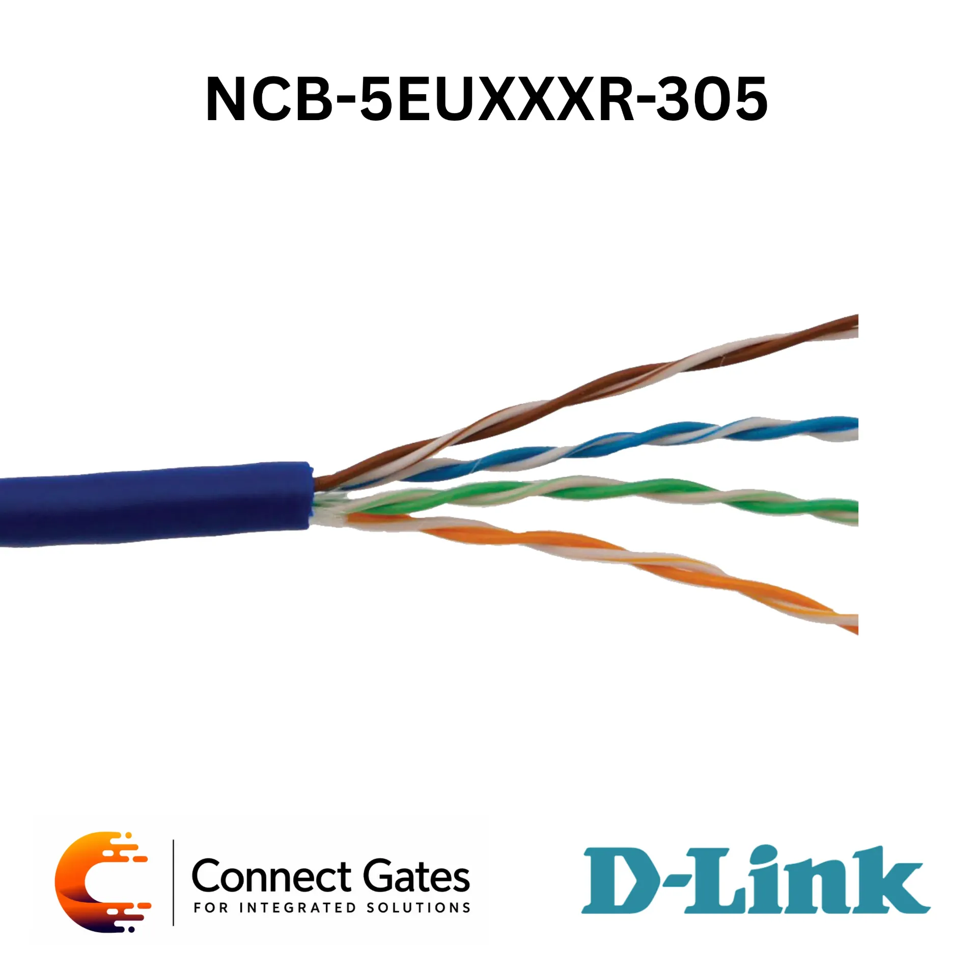 [NCB-5EUXXXR-305] D-Link NCB-5EUXXXR-305 – Cat5E UTP 24AWG Solid Bare Copper Cable Roll, 305m