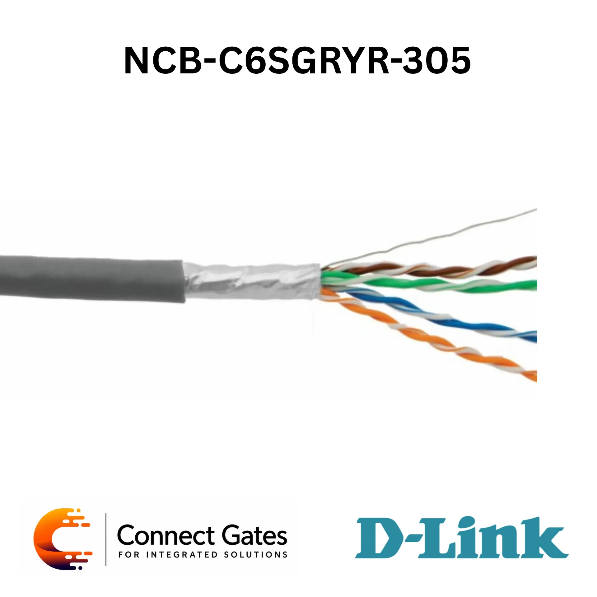 [NCB-C6SGRYR-305] D-Link NCB-C6SGRYR-305 – Cat6 FTP 23AWG Solid Bare Copper Cable Roll, 305m Grey