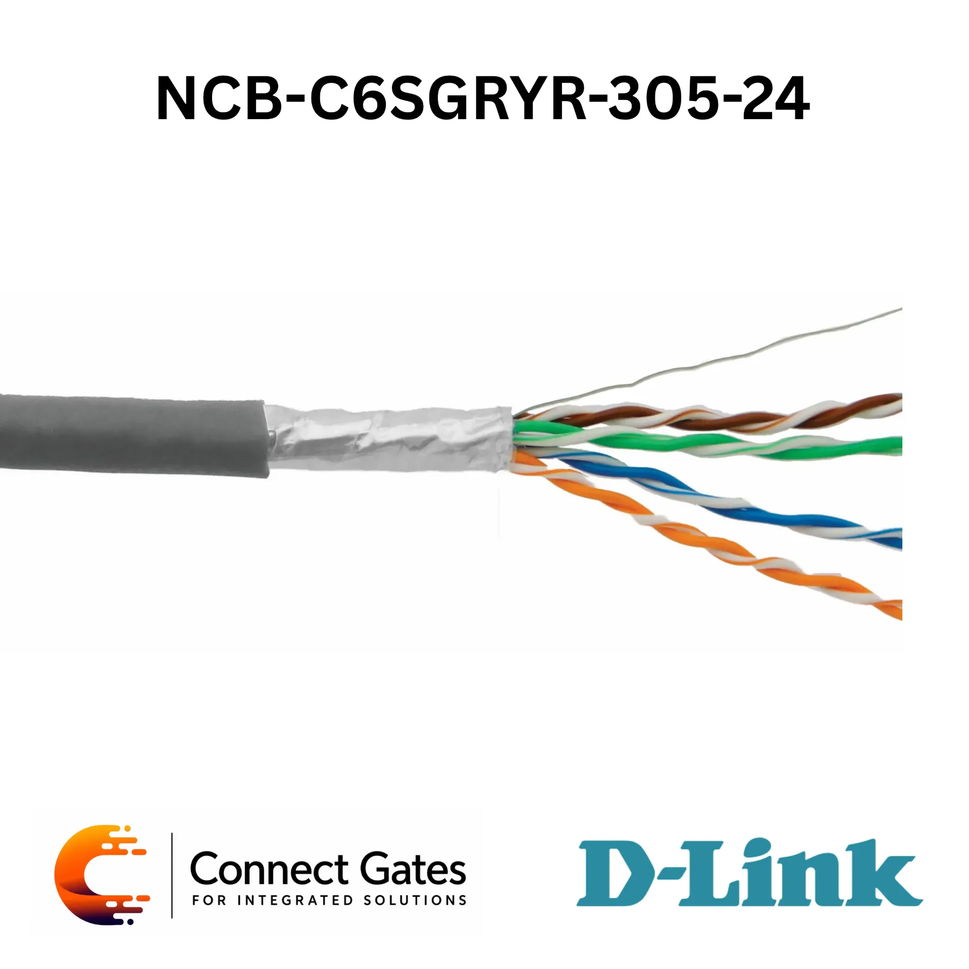 [NCB-C6SGRYR-305-24] D-Link NCB-C6UGRYR-305-24 – Cat6 UTP 24AWG Solid Bare Copper Cable Roll, 305m Grey