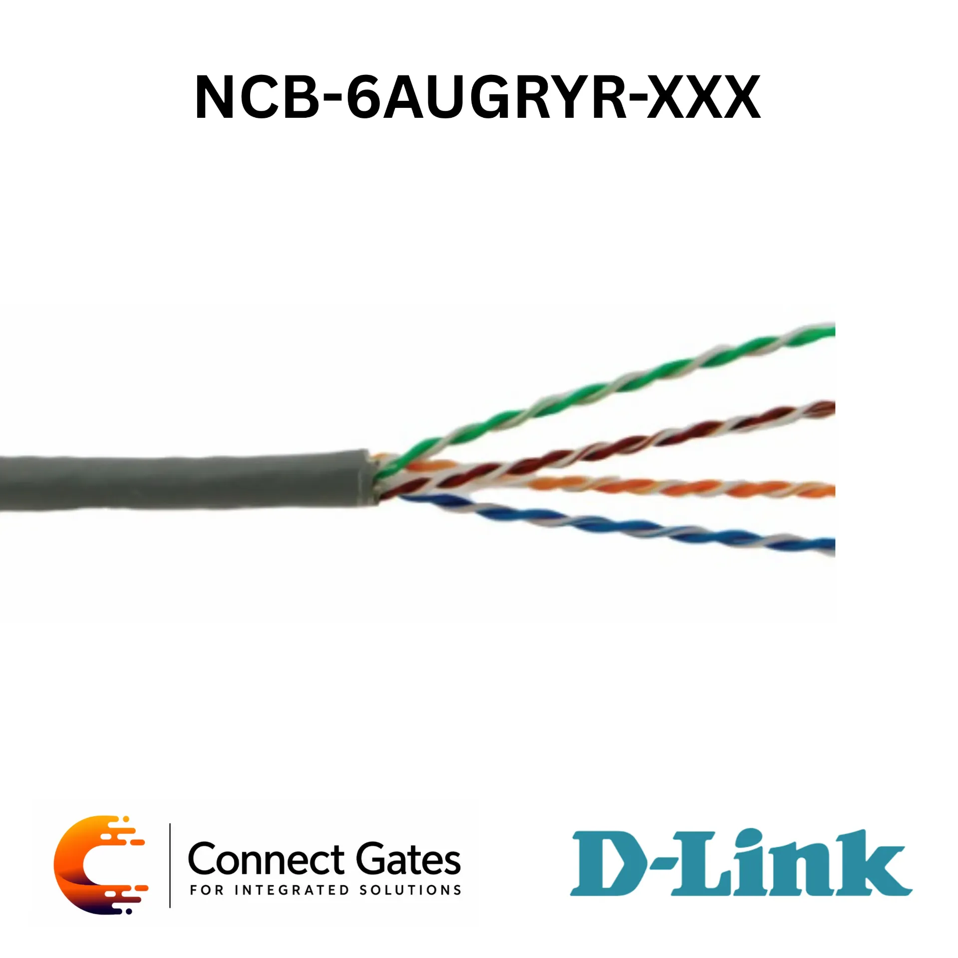 D-Link NCB-6AUGRYR-XXX – Cat6A 10G U/UTP 23AWG Solid Bare Copper Cable Roll, Grey, Available in 305m