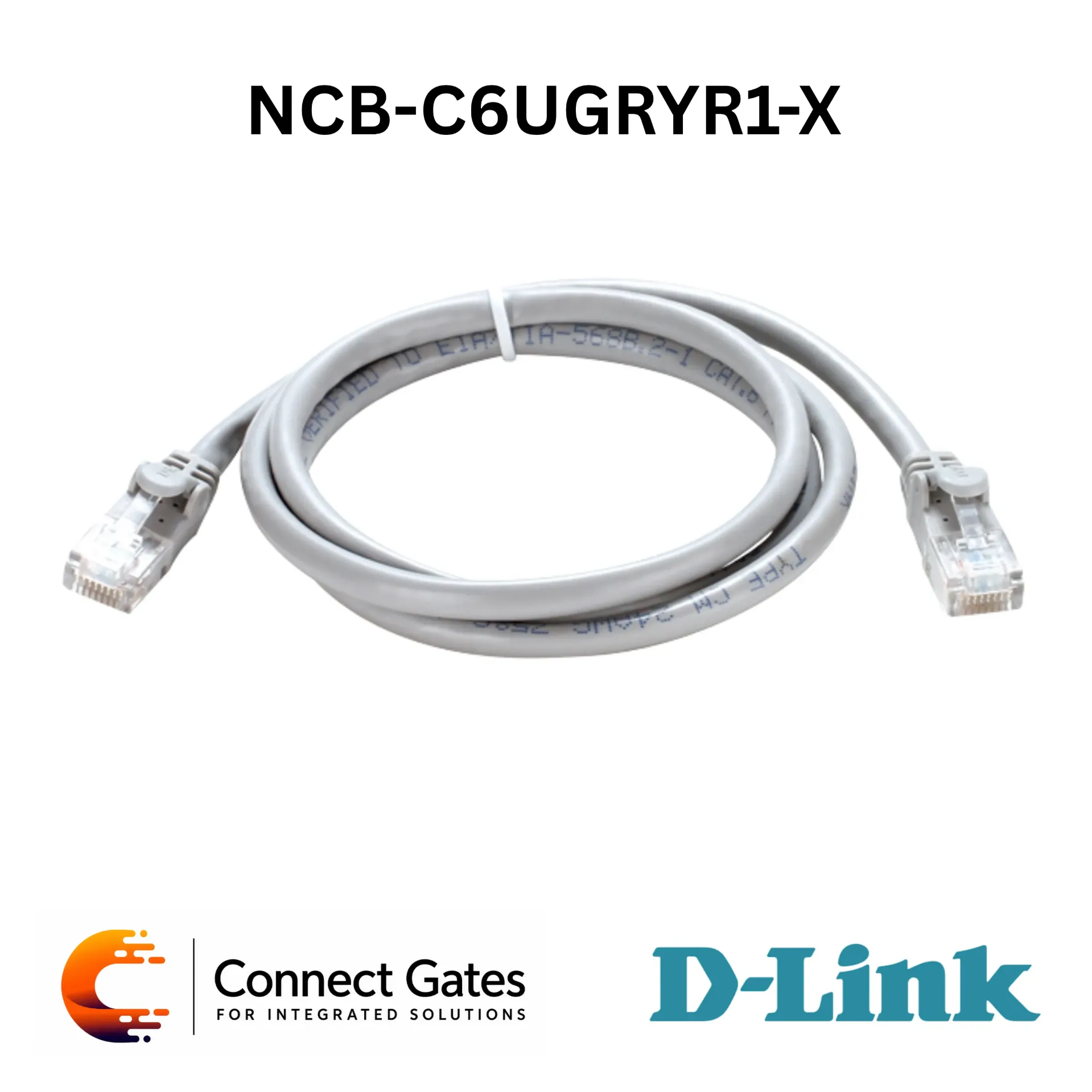 [NCB-C6UGRYR1-X] D-Link NCB-C6UGRYR1-X – Cat6 UTP 24AWG Round Patch Cord, Grey, Available in 0.5m / 1m / 2m / 3m / 5m / 10m / 15m