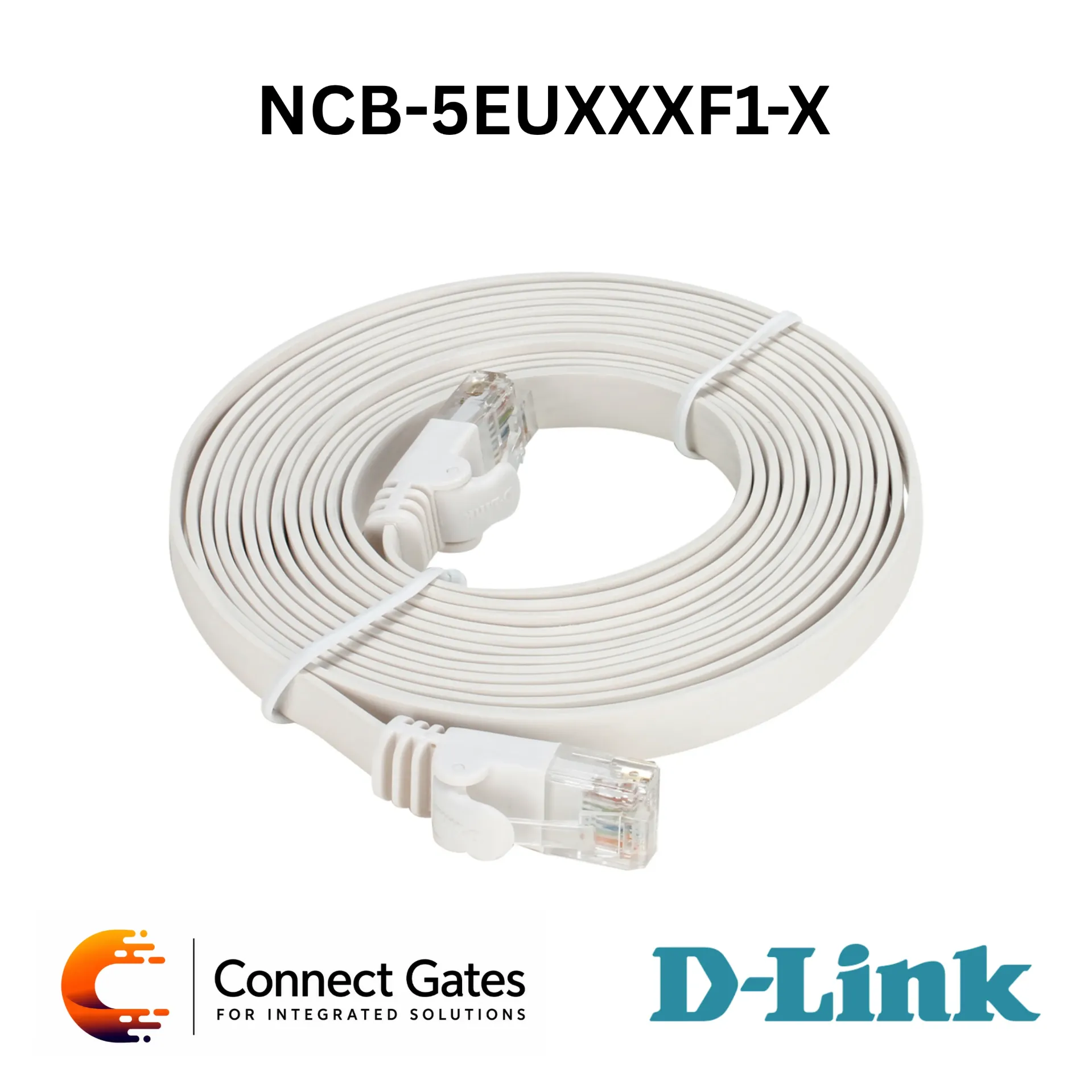 D-Link NCB-5EUXXXF1-X – Cat5E UTP Flat Patch Cord, Available in Multiple Colors & Lengths