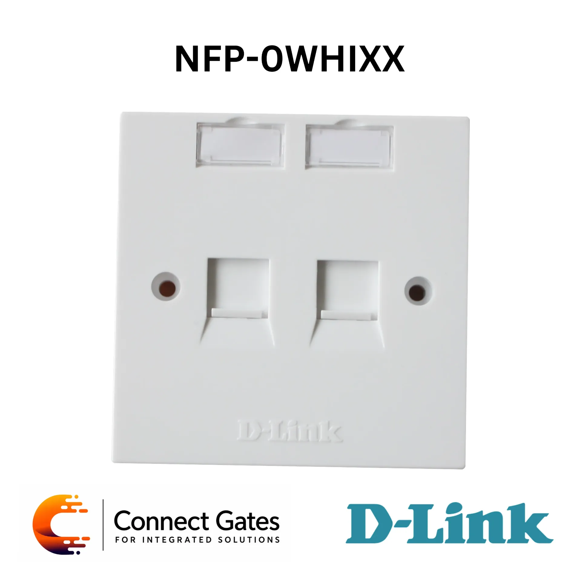 D-Link NFP-0WHIXX – UK Style Flat Faceplate with Shutter, Labeling Plate & Cat5E/Cat6/Cat6A Keystone Jack Support